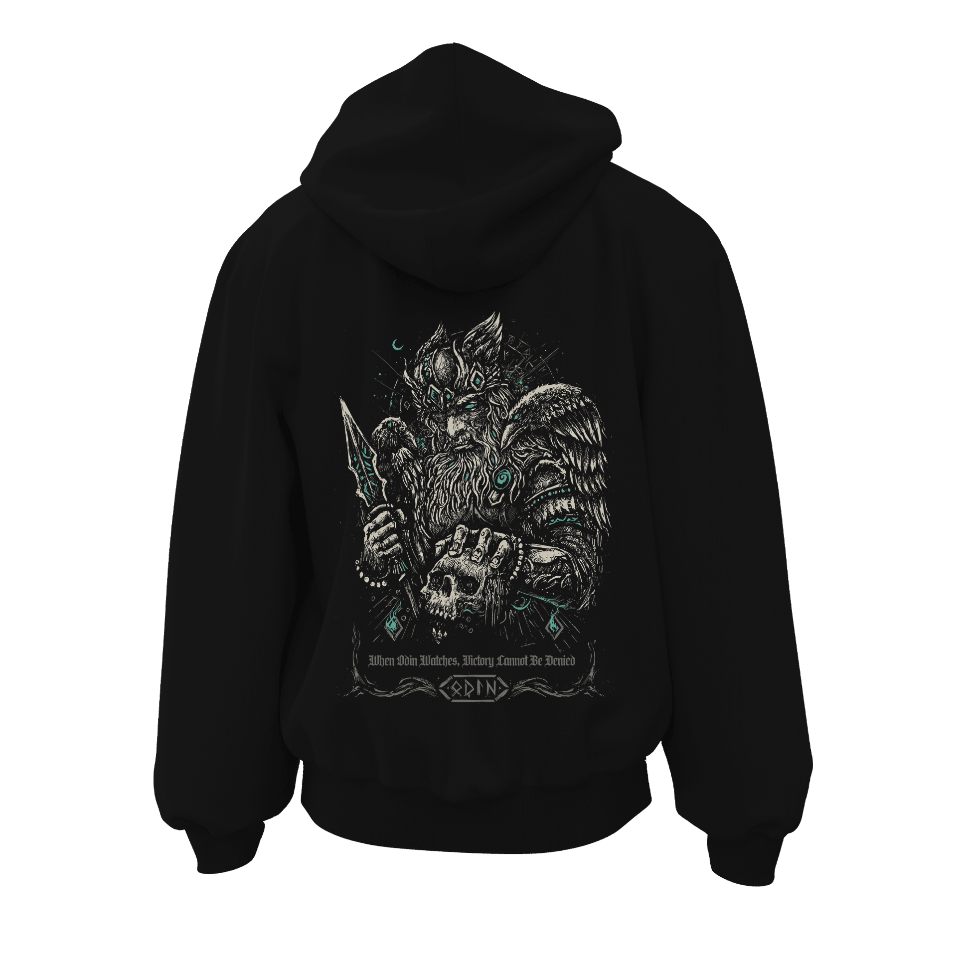  When Odin watches, victory cannot be denied Ön Ve Arka  Baskılı  Nordic Series (Unisex Fermuarlı Hoodie )
