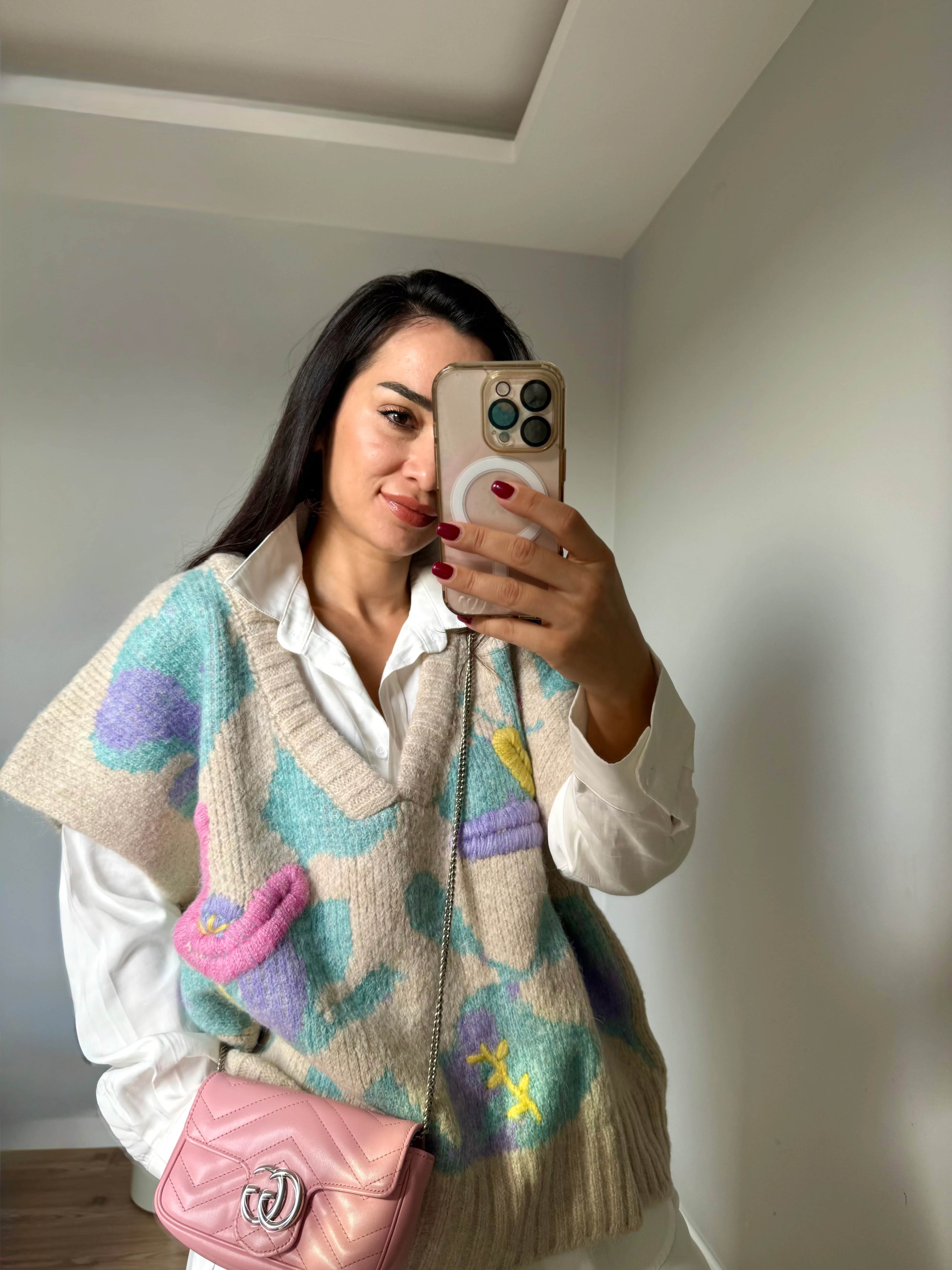 Kalın Desenli Süveter Pembe