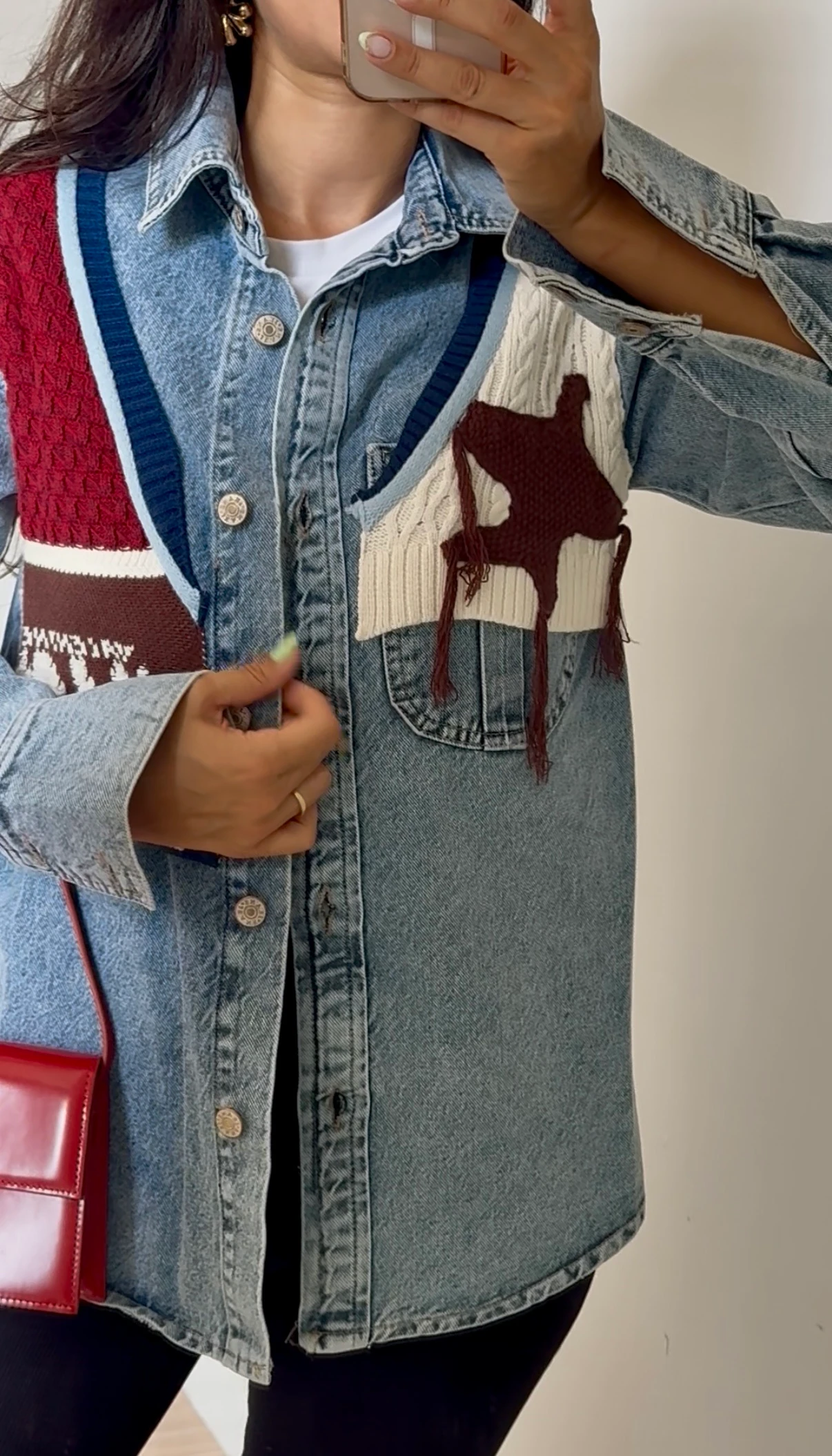 Tasarım İşlemeli Jean Ceket