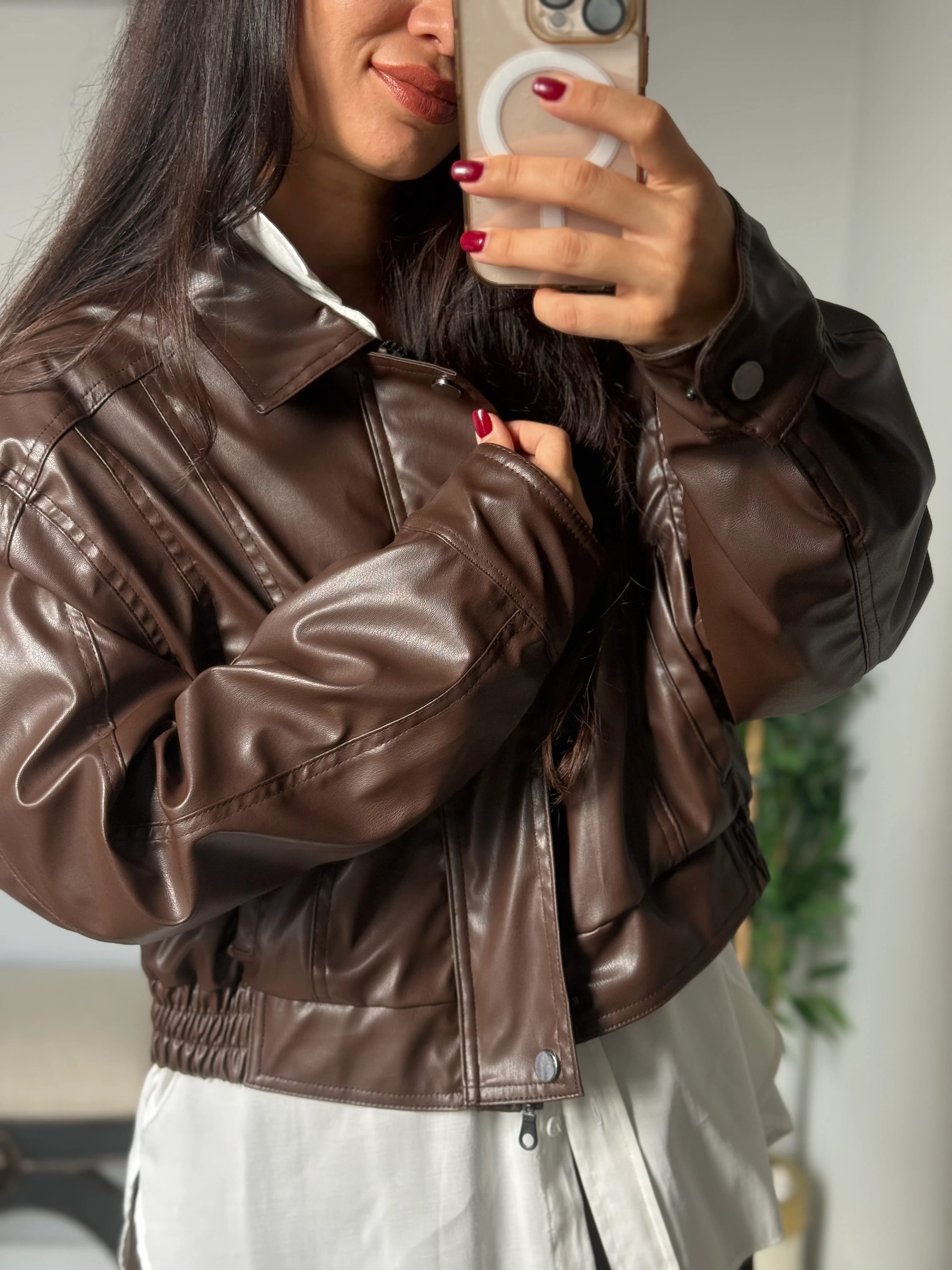 Bomber Acı Kahve Deri Ceket 