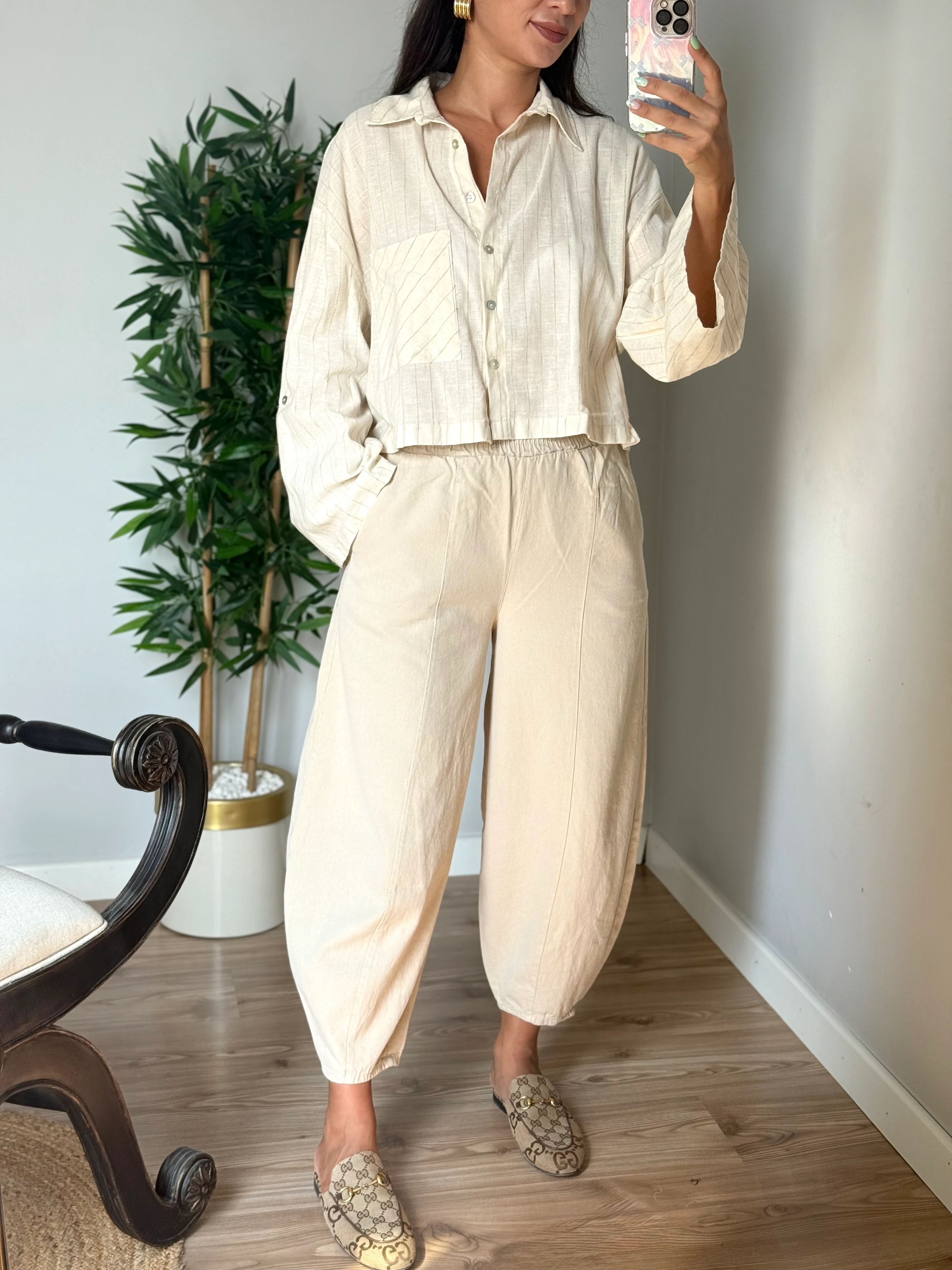 Gabardin Şalvar Pantolon Bej