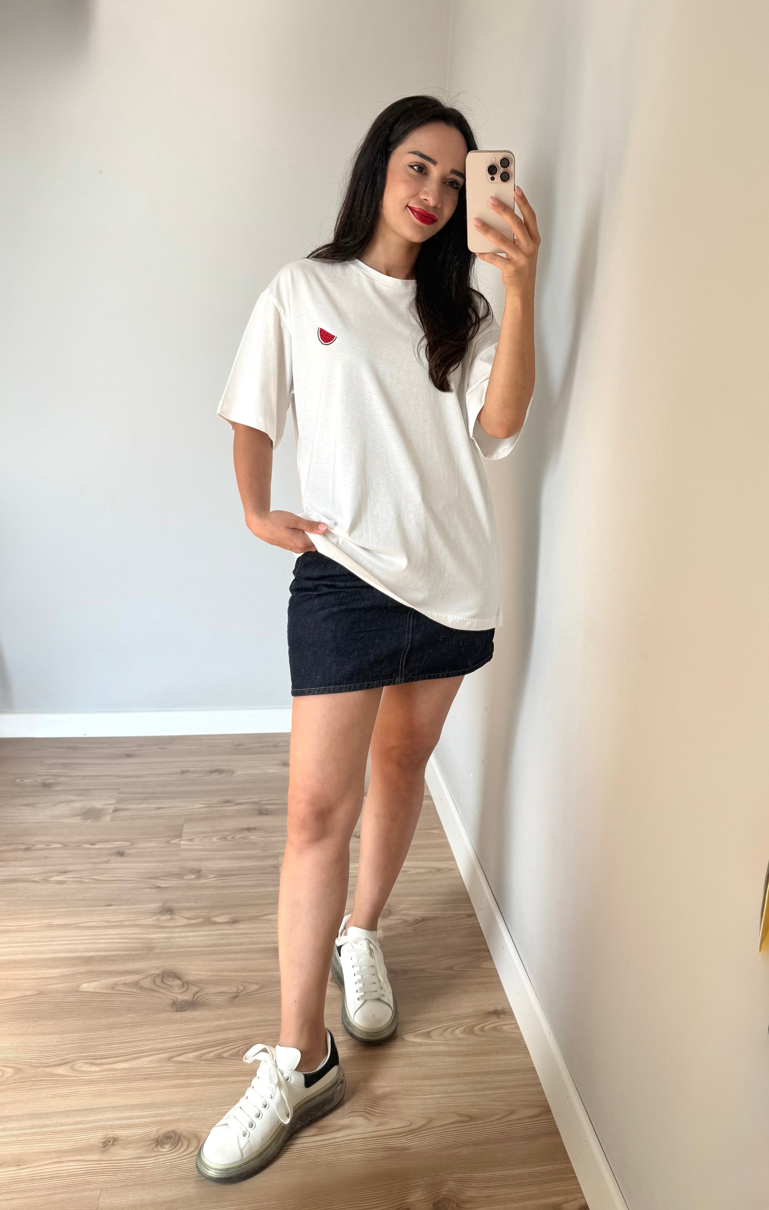 Karpuz İşlemeli Oversize Tişört