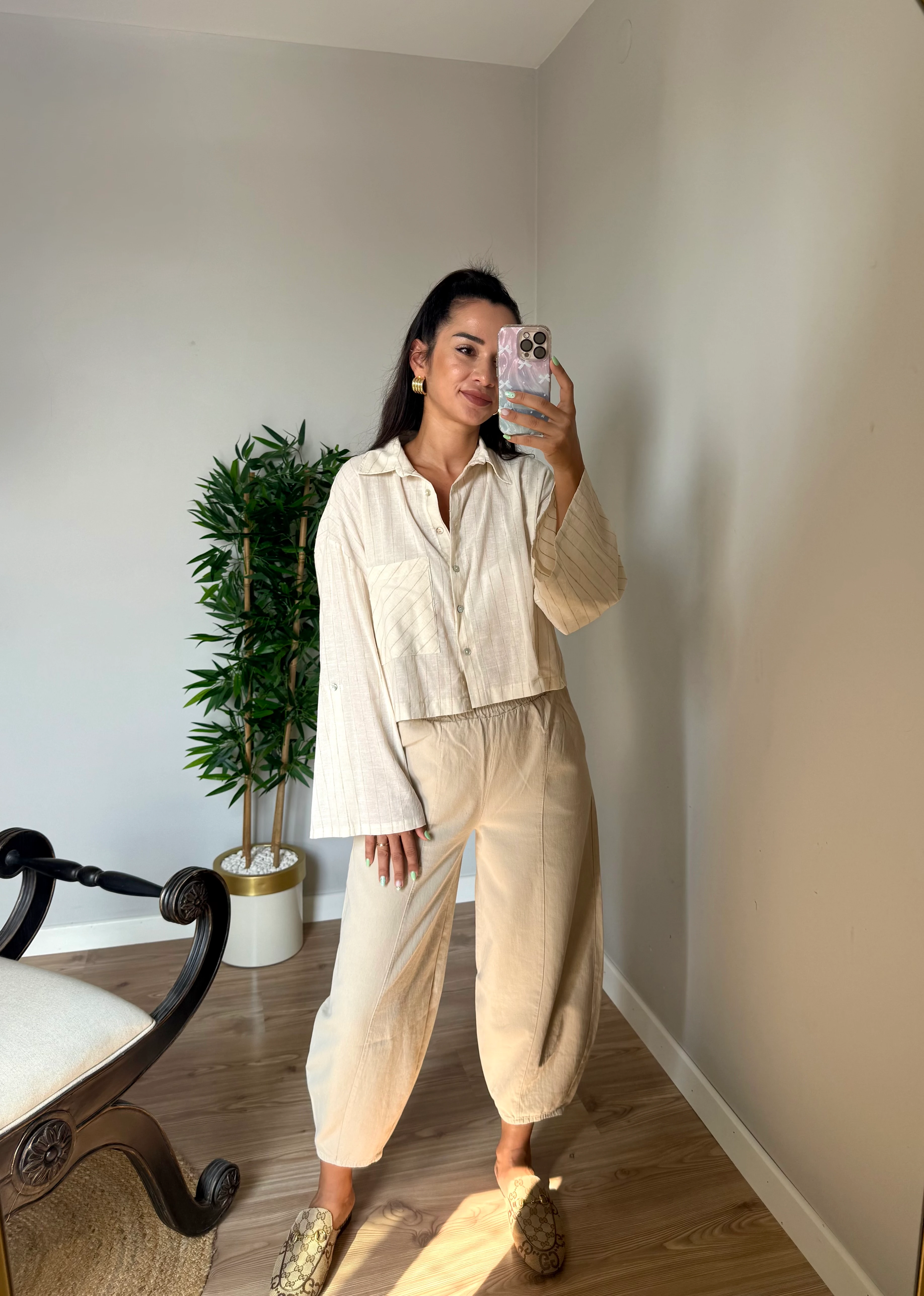 Gabardin Şalvar Pantolon Bej