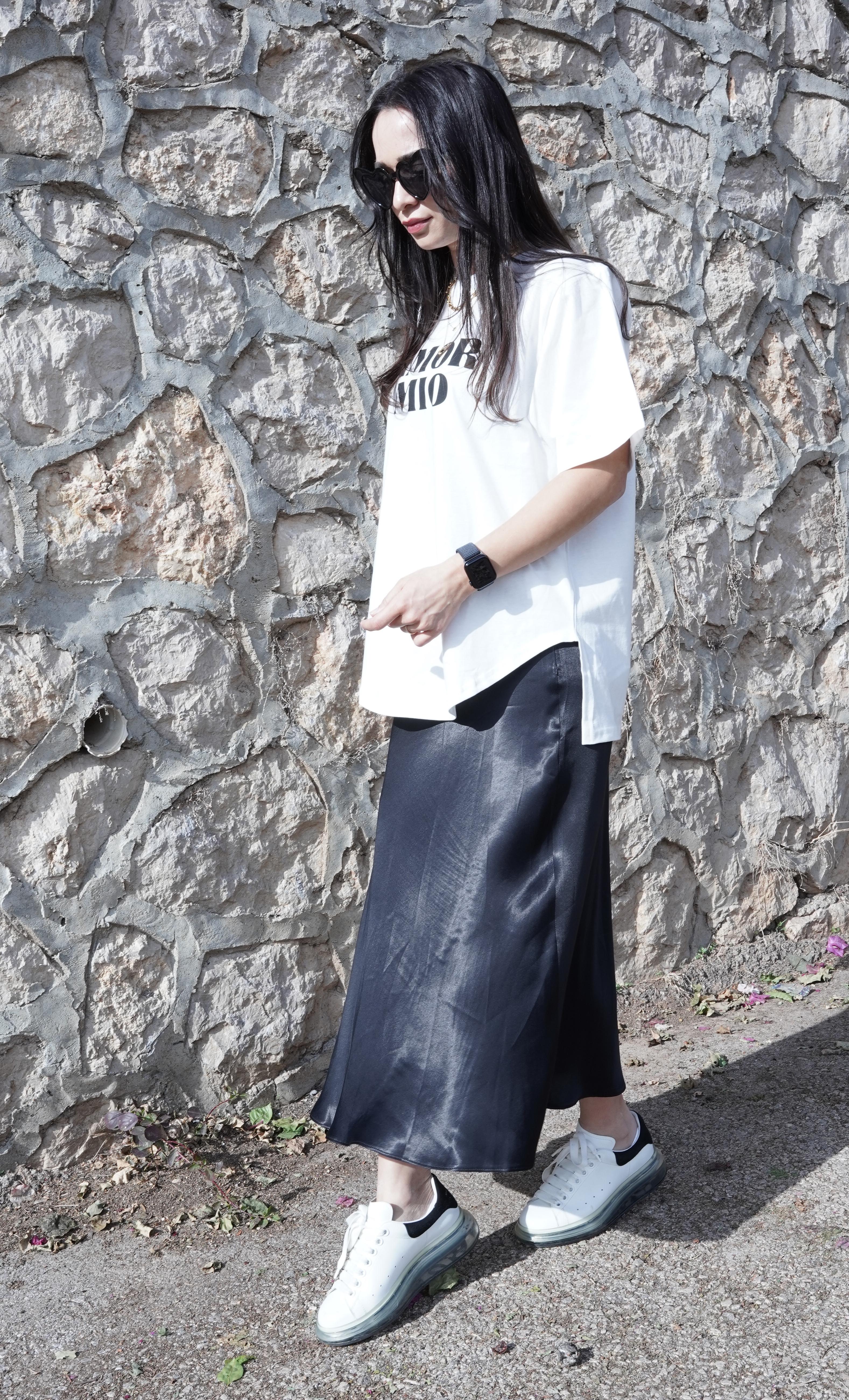 Siyah Premium Saten Etek