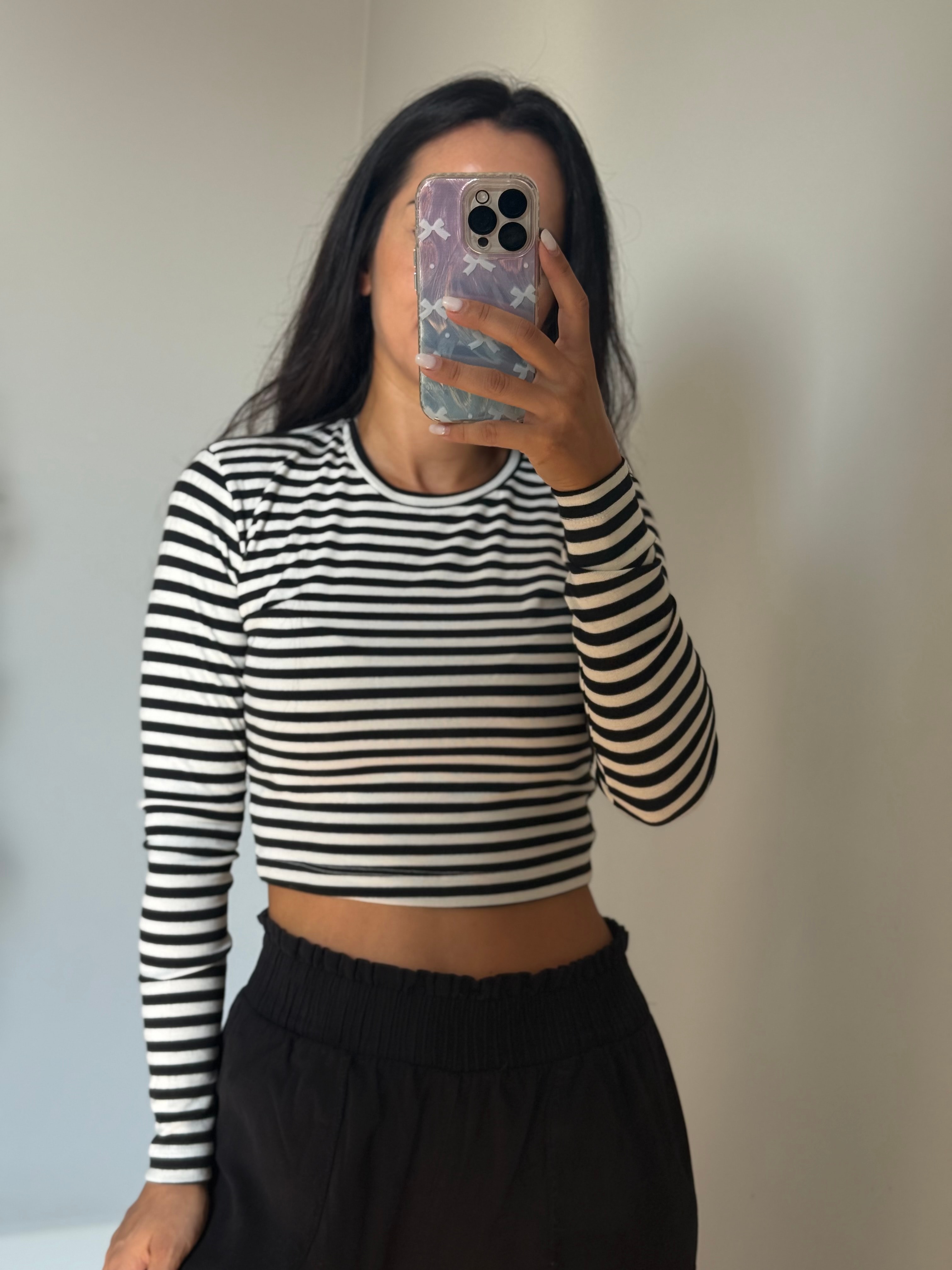 Çizgili Siyah Body