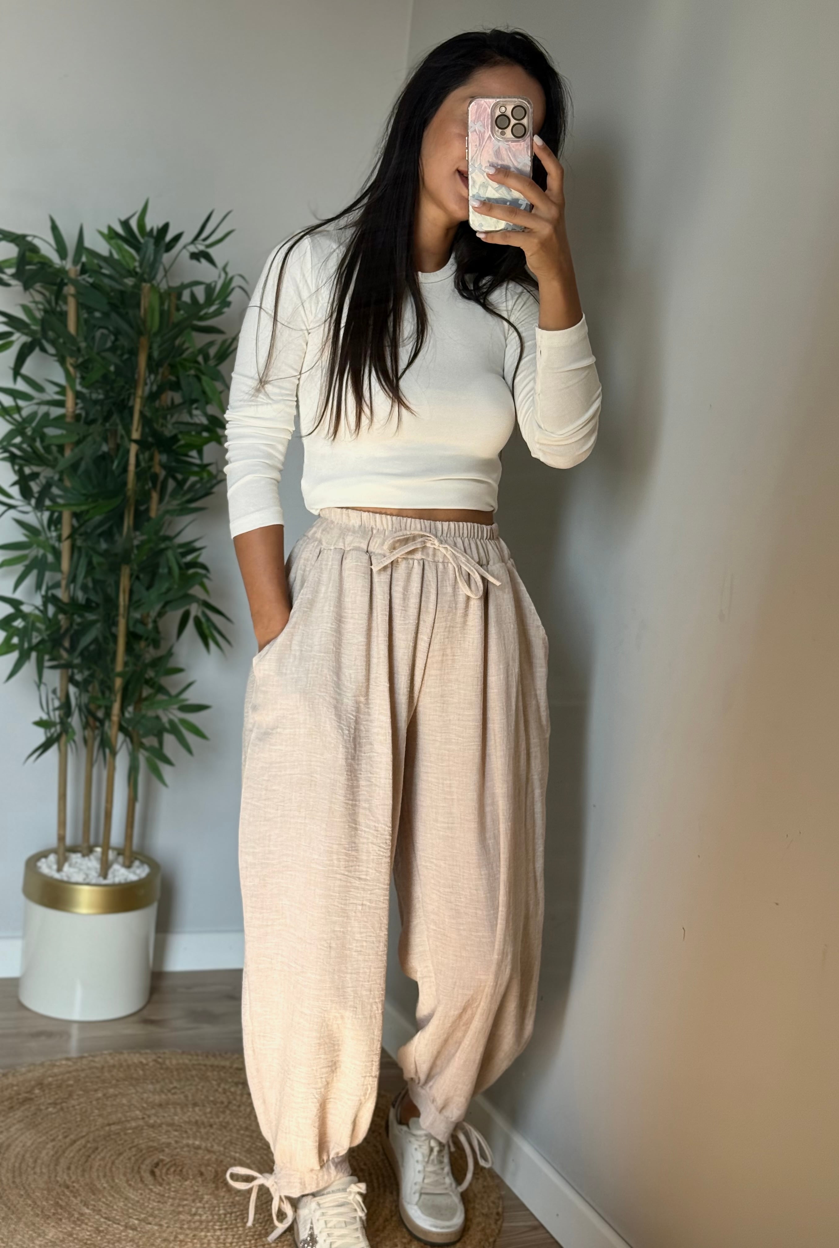 Şalvar Model Rose Keten Pantolon