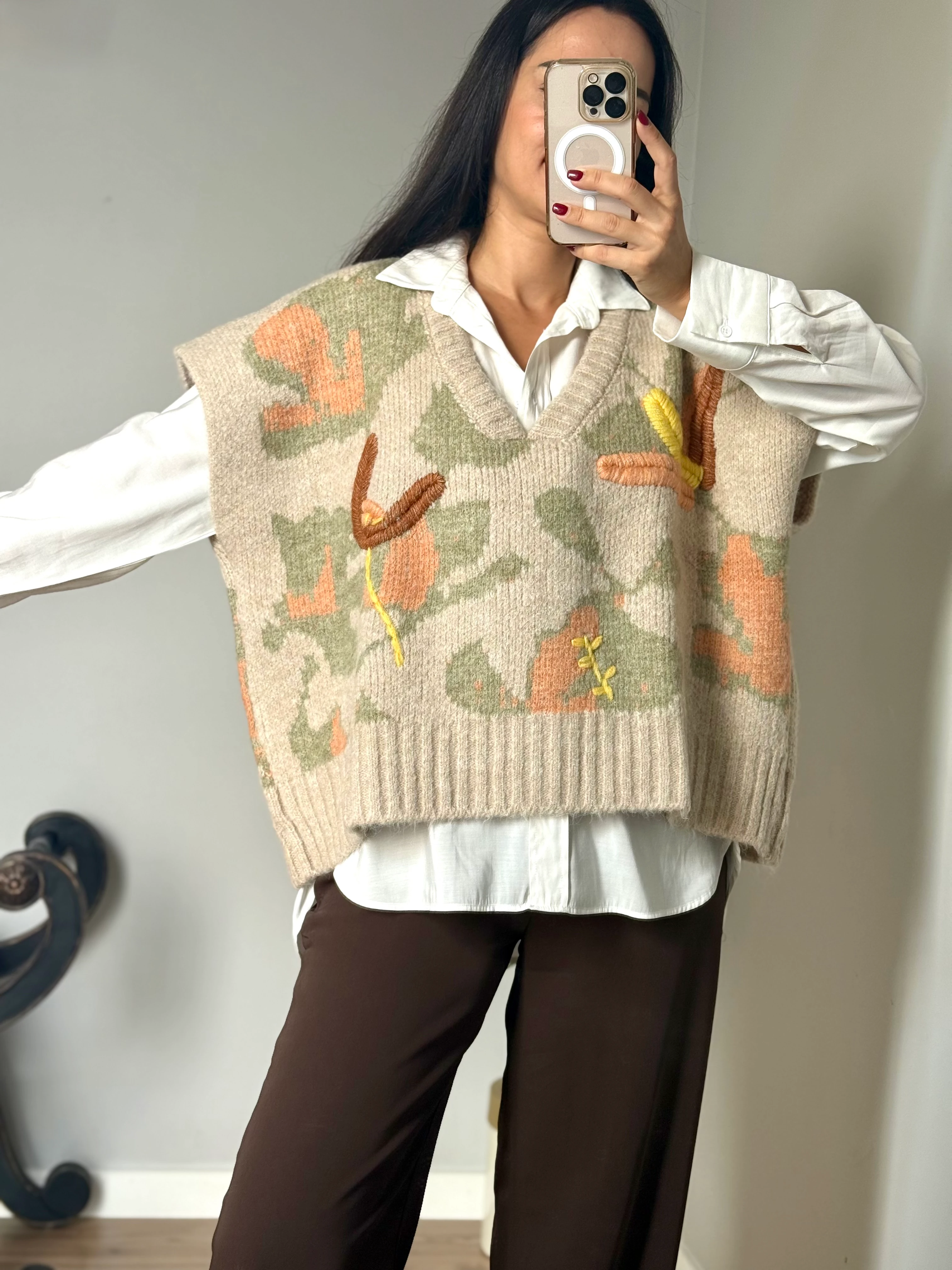 Kalın Desenli Süveter Kahve