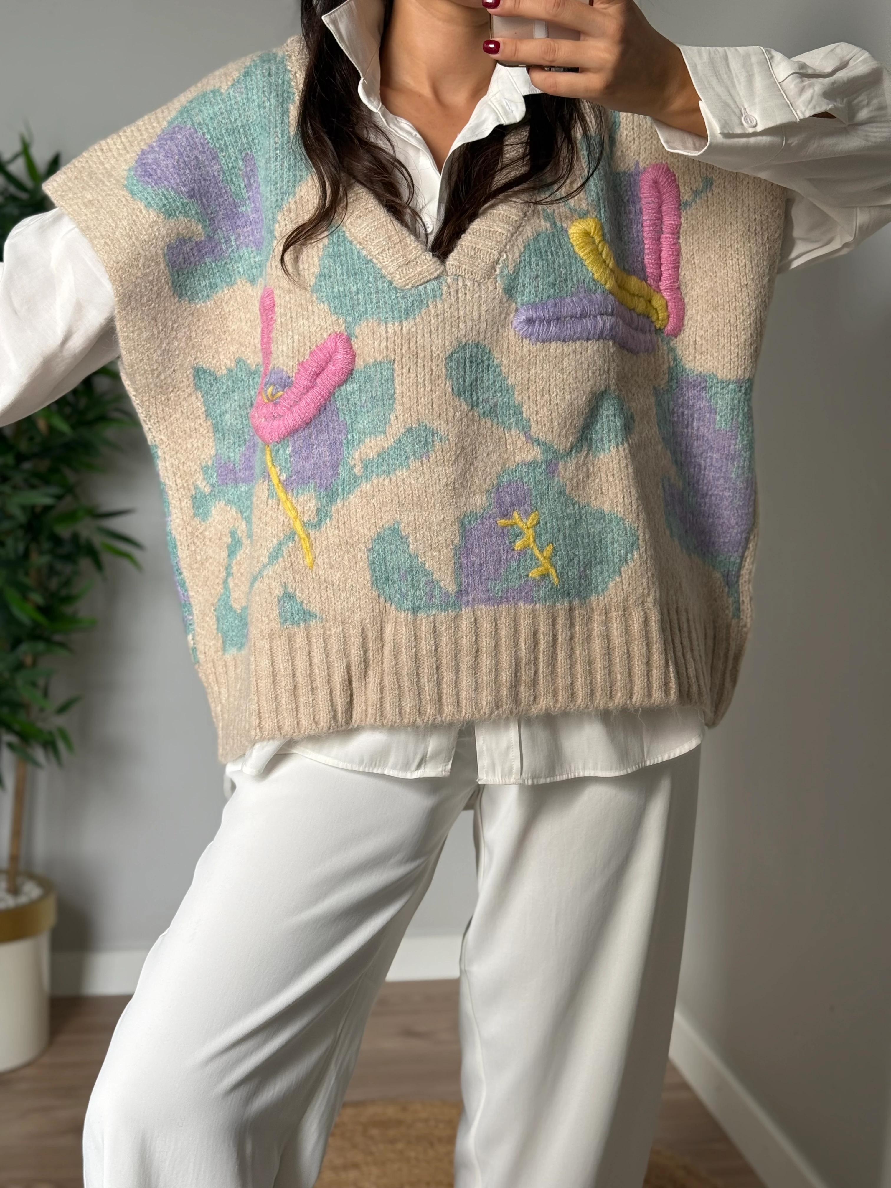 Kalın Desenli Süveter Pembe