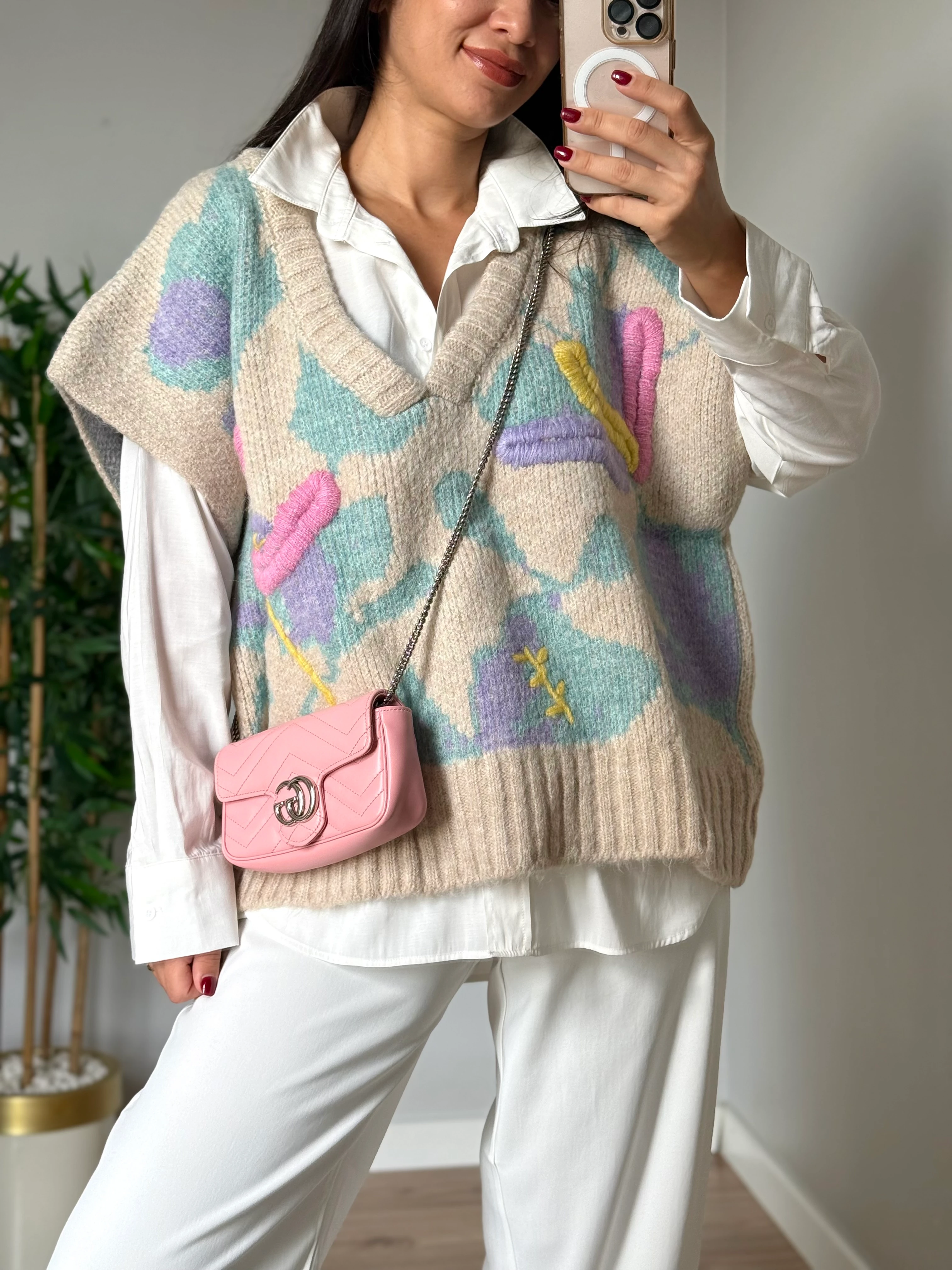 Kalın Desenli Süveter Pembe