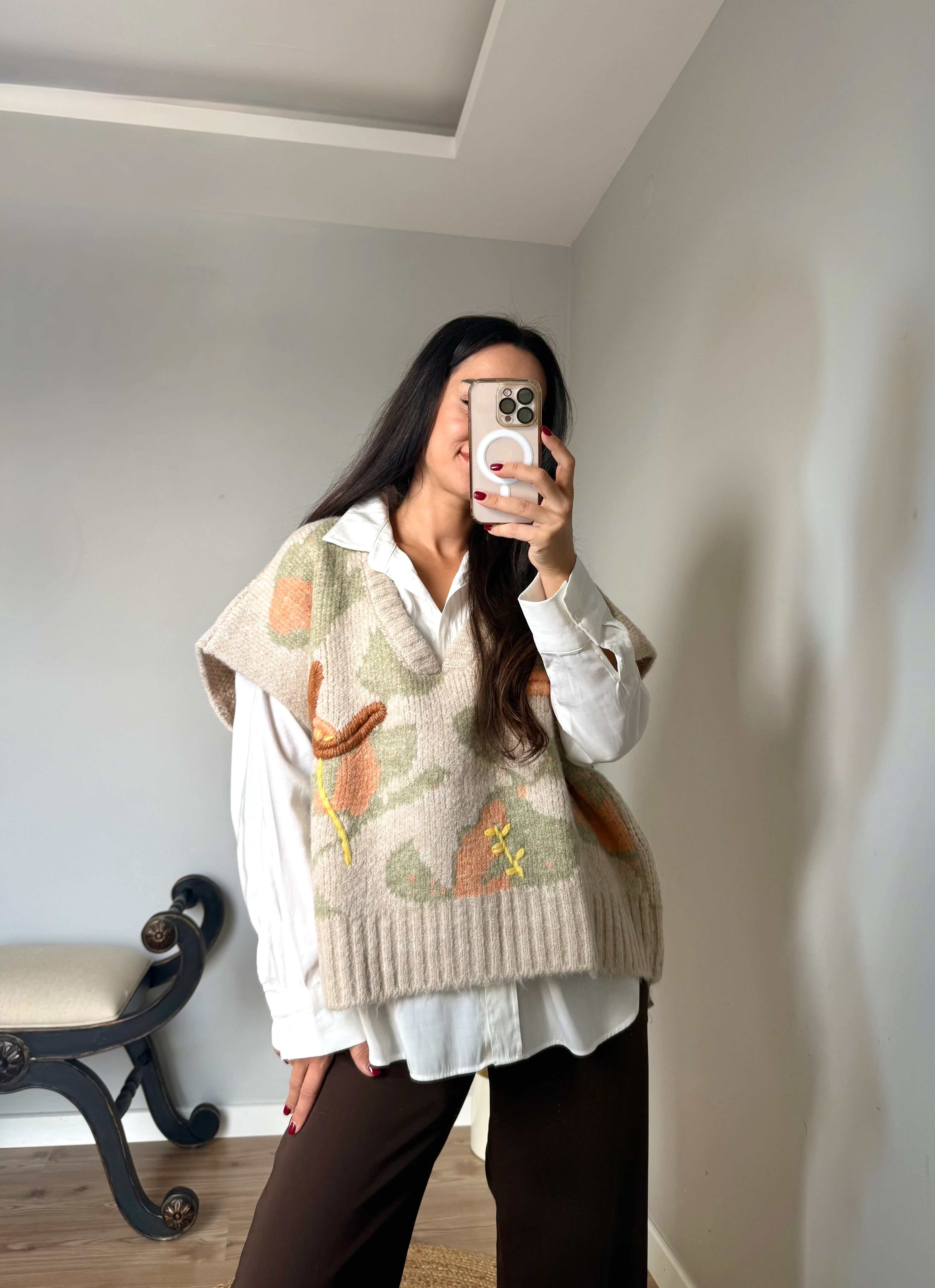 Kalın Desenli Süveter Kahve