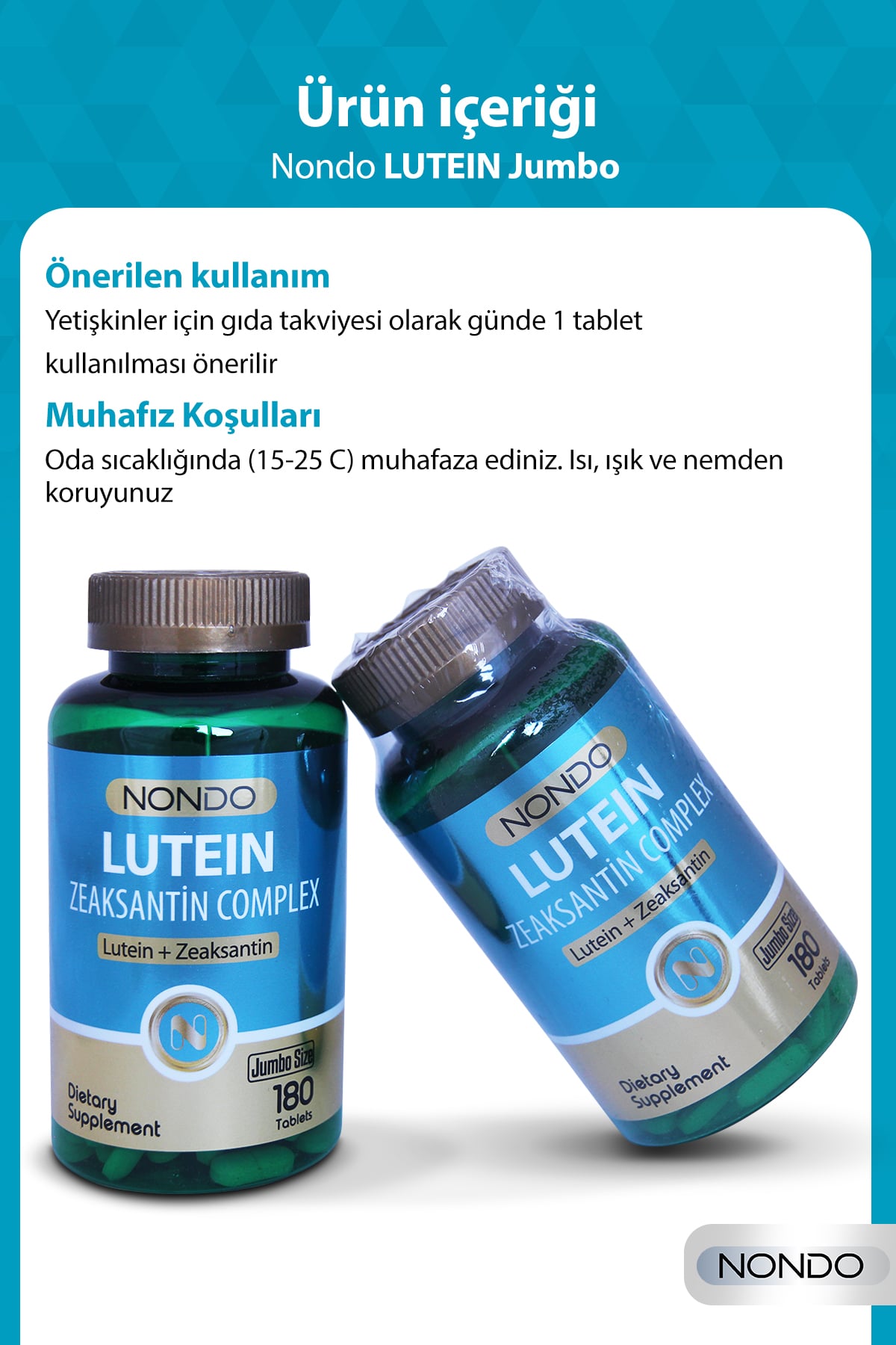 Nondo Lutein Zeaksantin Complex 180 Tablet Jumbo Size ( C Vitamini, Çinko, Selenyum, Astaksantin)