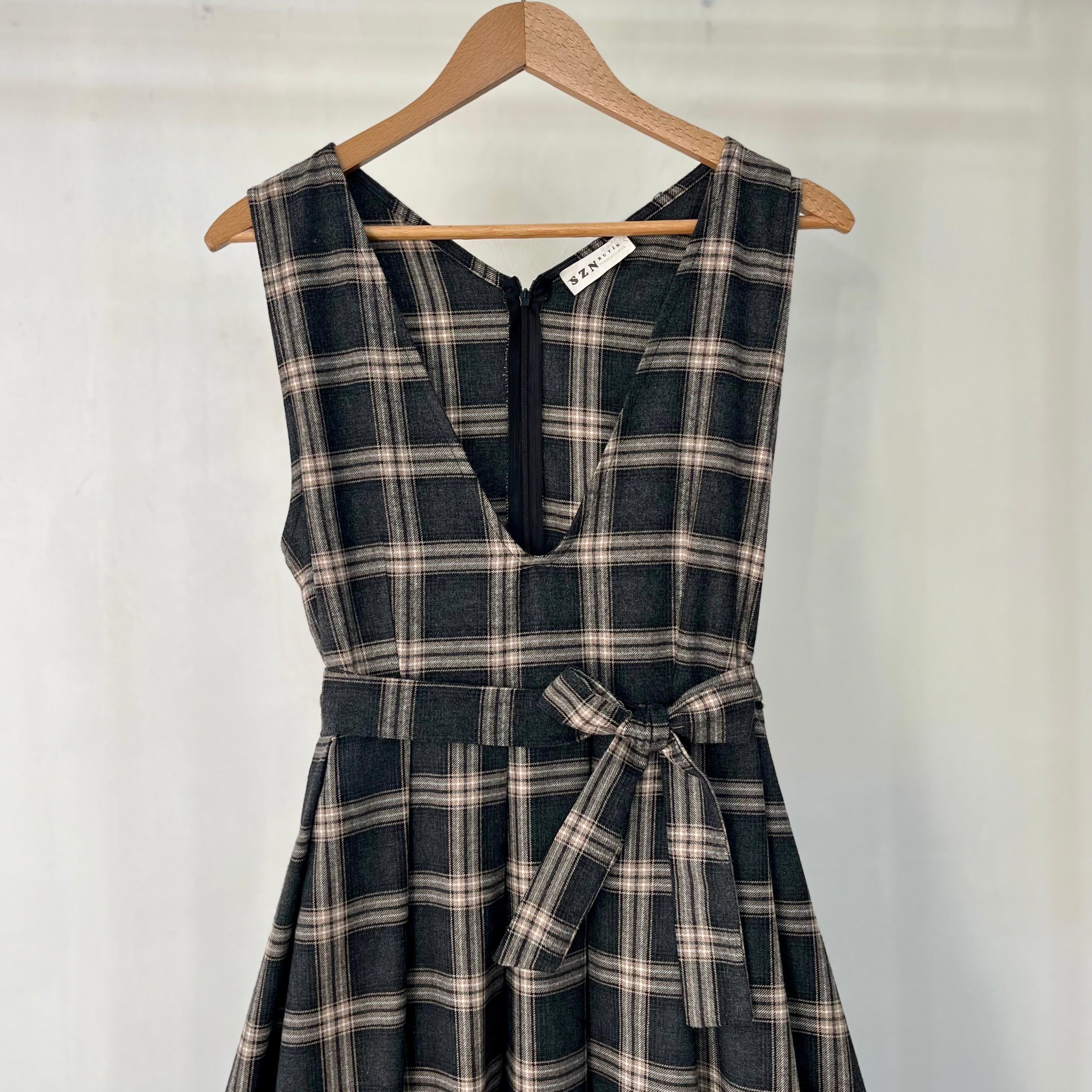 Antrasit Bej Ekose Desenli Pileli Jile