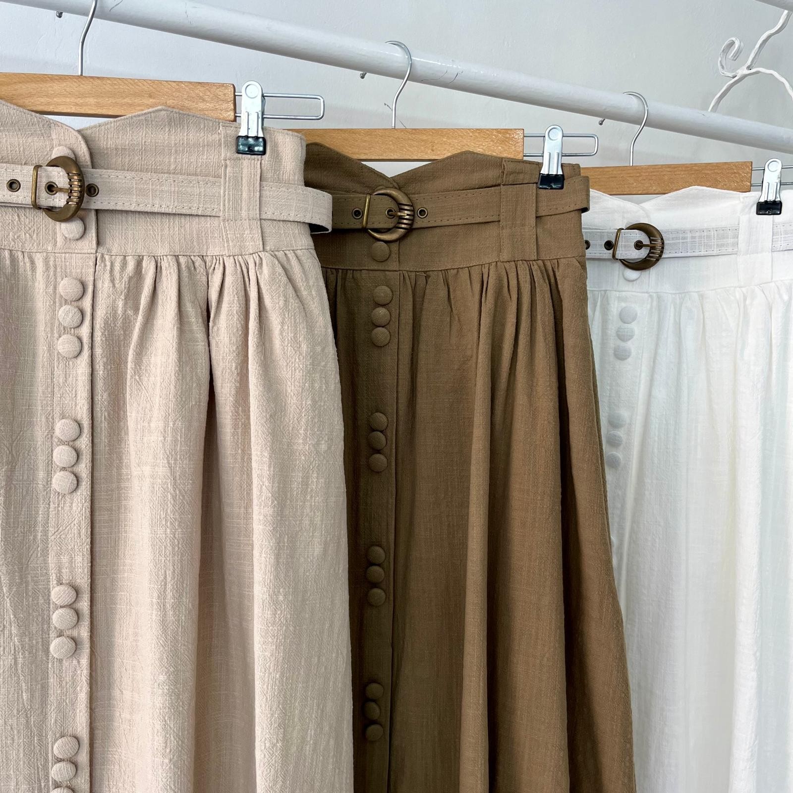 Haki Vintage Keten Etek