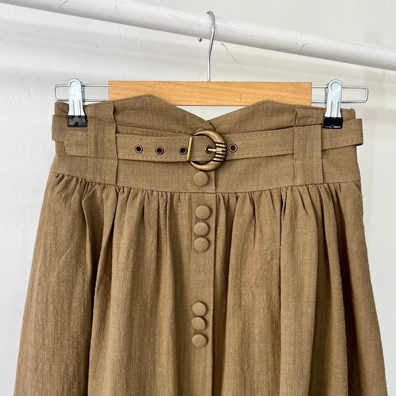 Haki Vintage Keten Etek