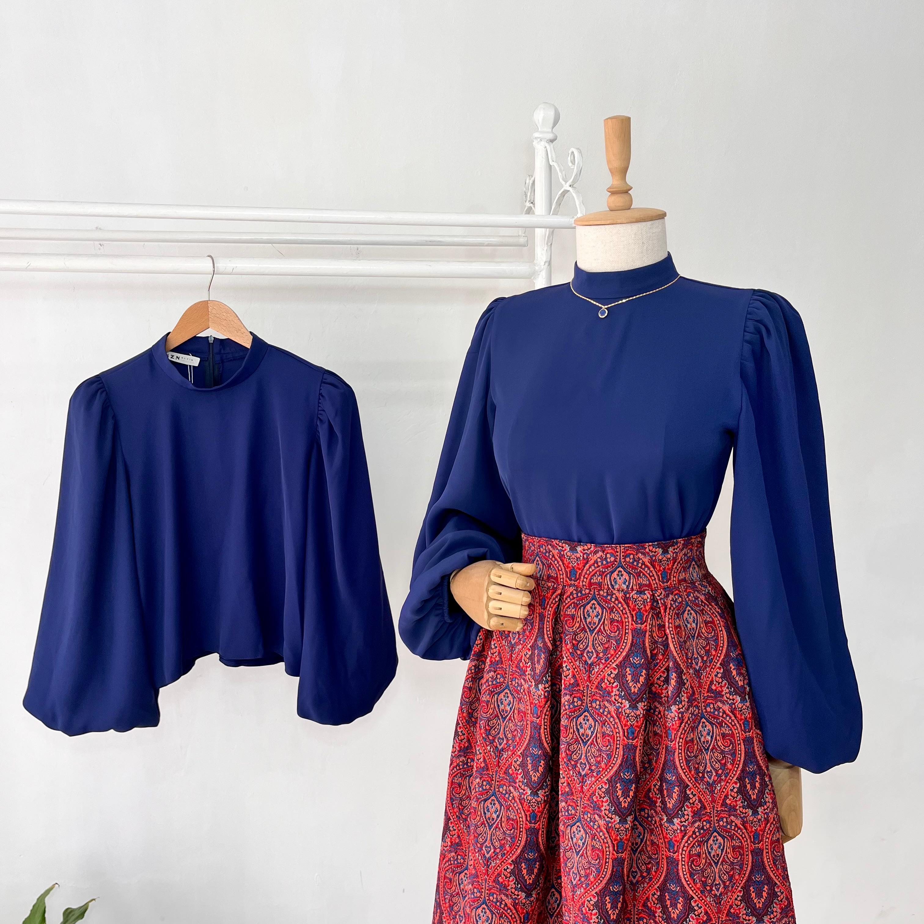 Lacivert Balon Kol Gömlek