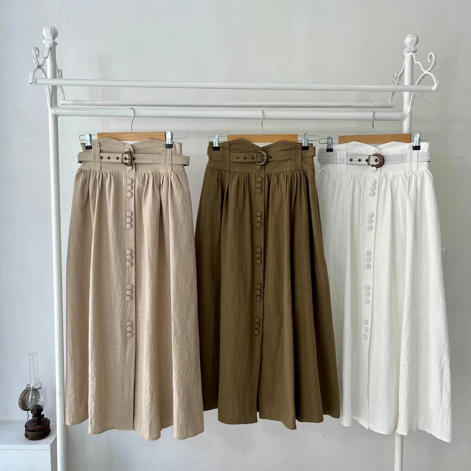 Haki Vintage Keten Etek