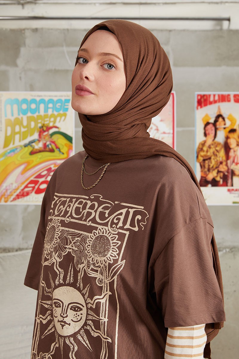 Five Scarf Kahverengi Penye Şal 