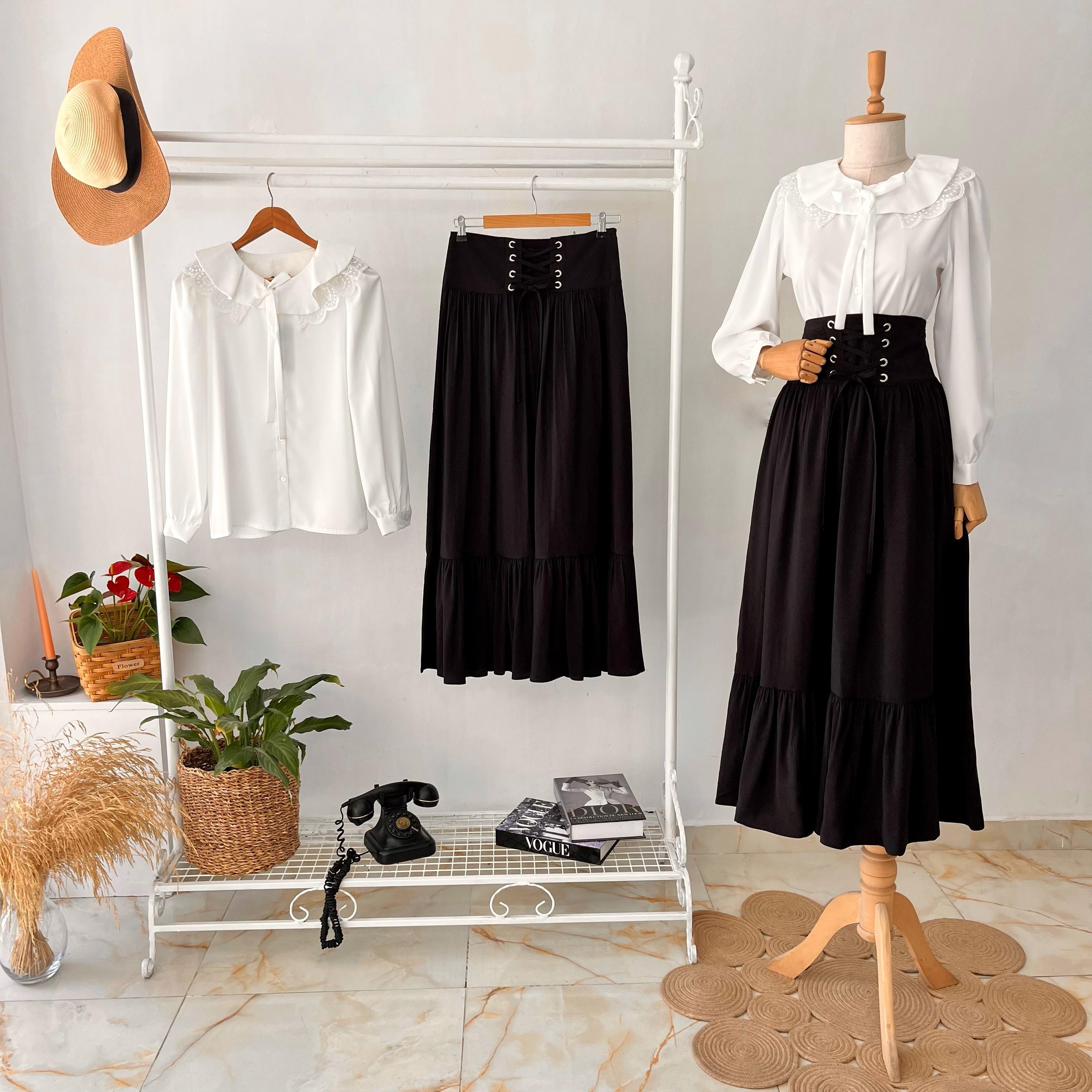 Fiyonklu Vintage Beyaz Bluz