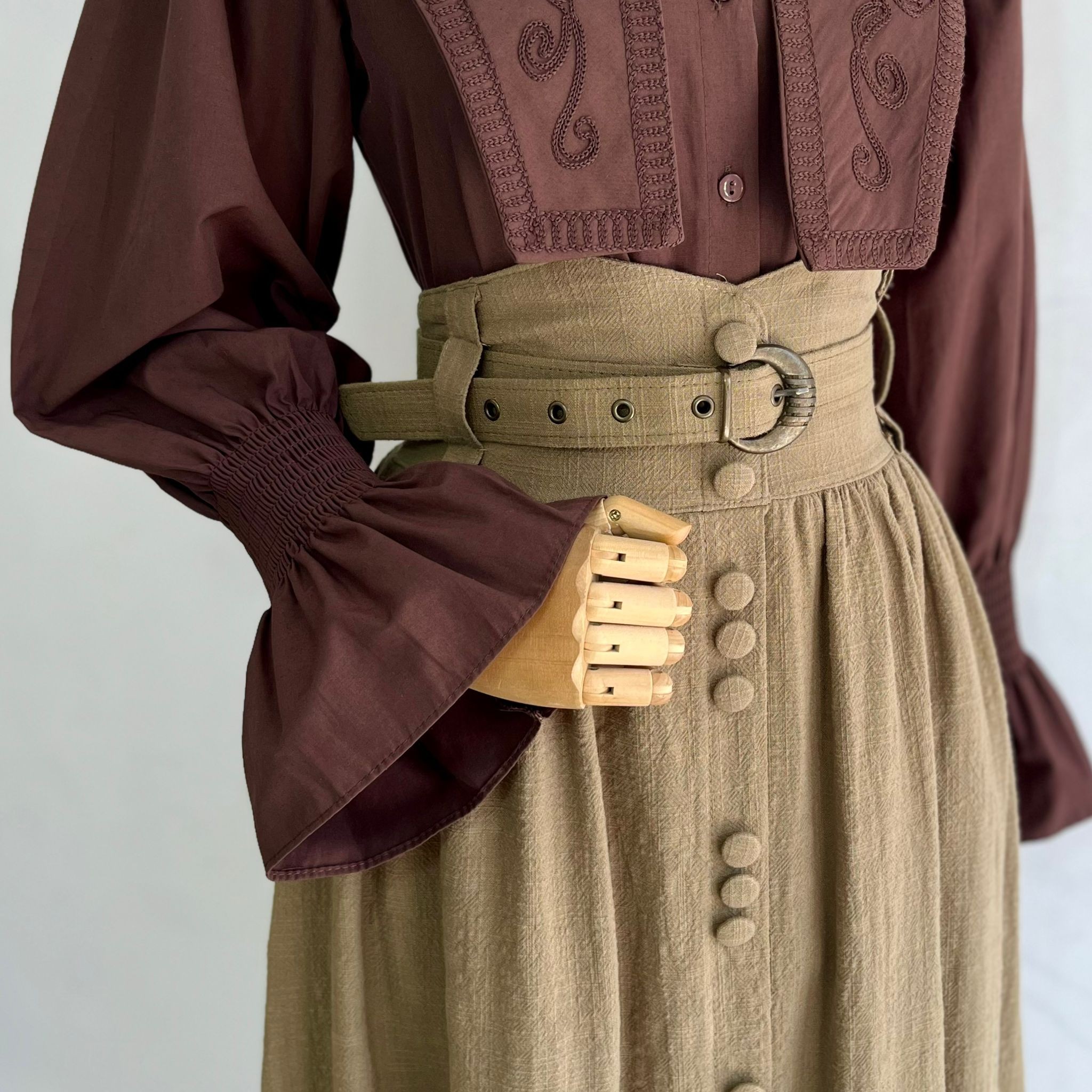 Haki Vintage Keten Etek
