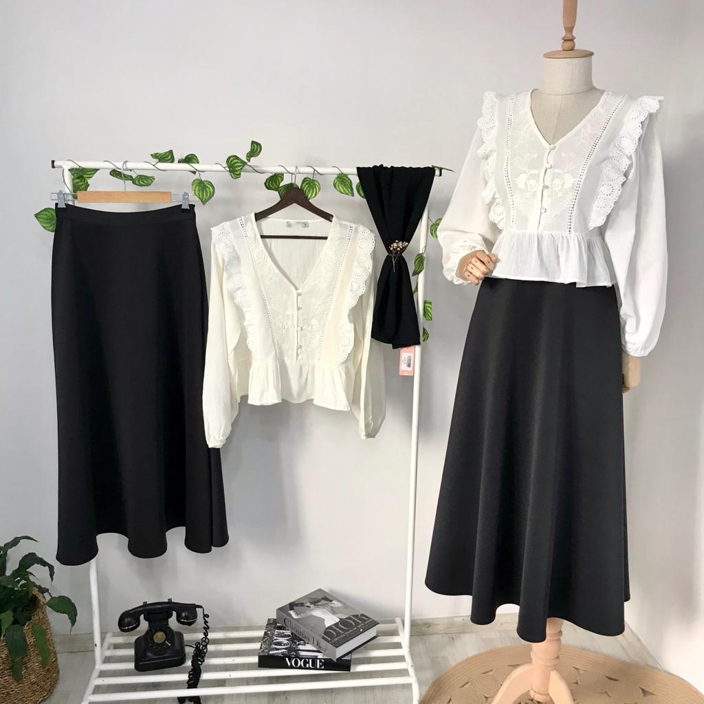 Ekru  Nakışlı Fistolu Gömlek