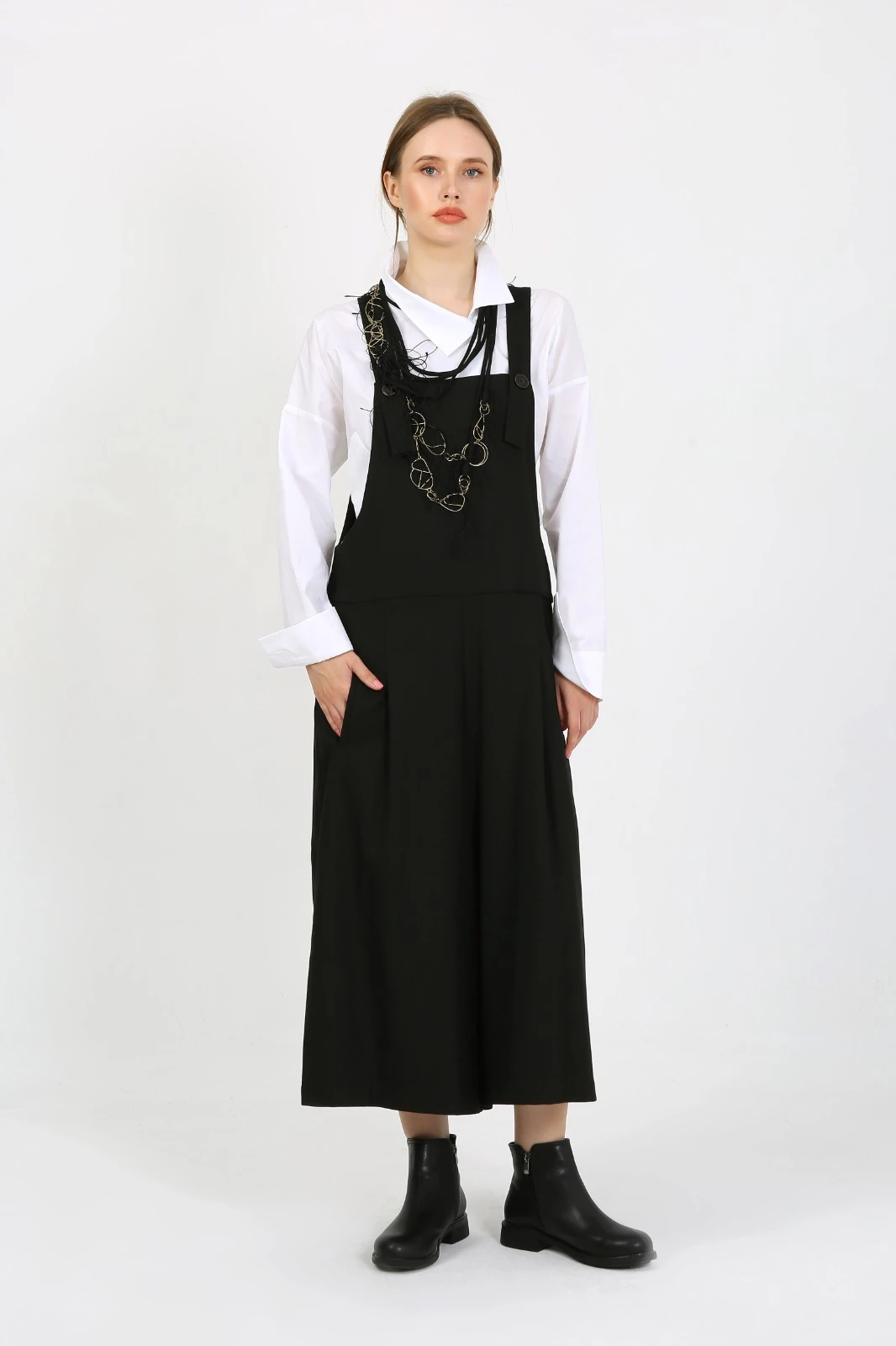 Kadın Bol Paça Cepli Salopet Tulum