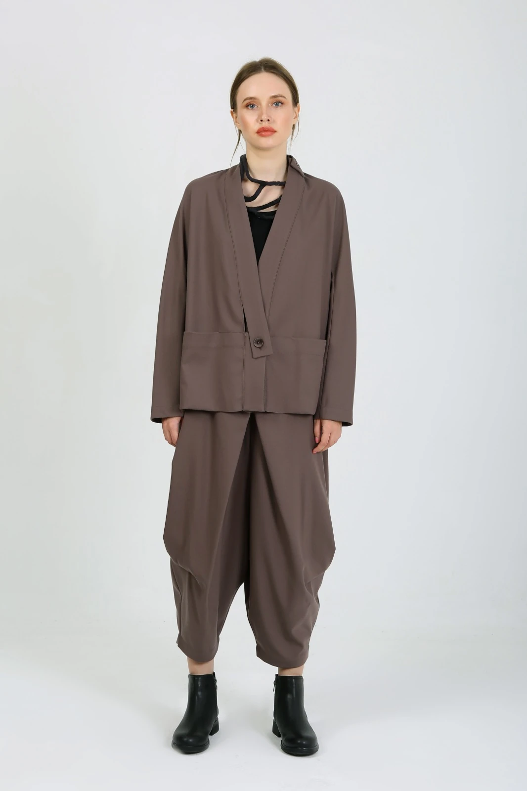 Kadın Tek Düğmeli Oversize Ceket