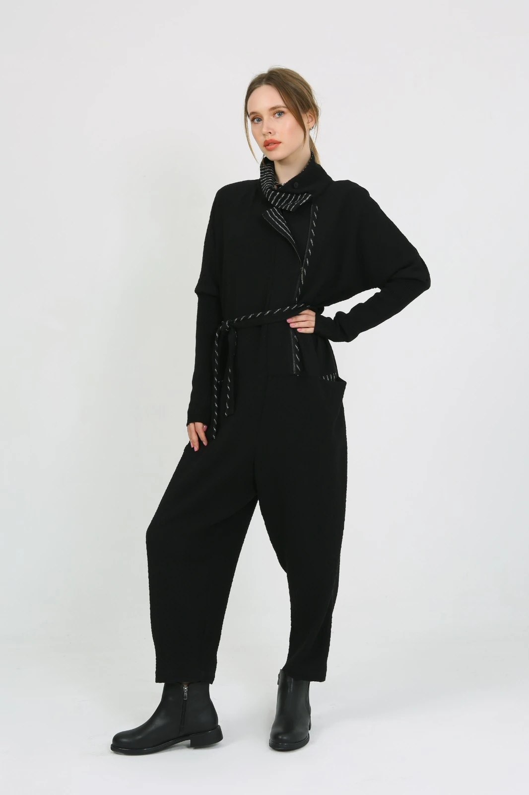 Kadın Asimetrik Yaka Kesim Salopet