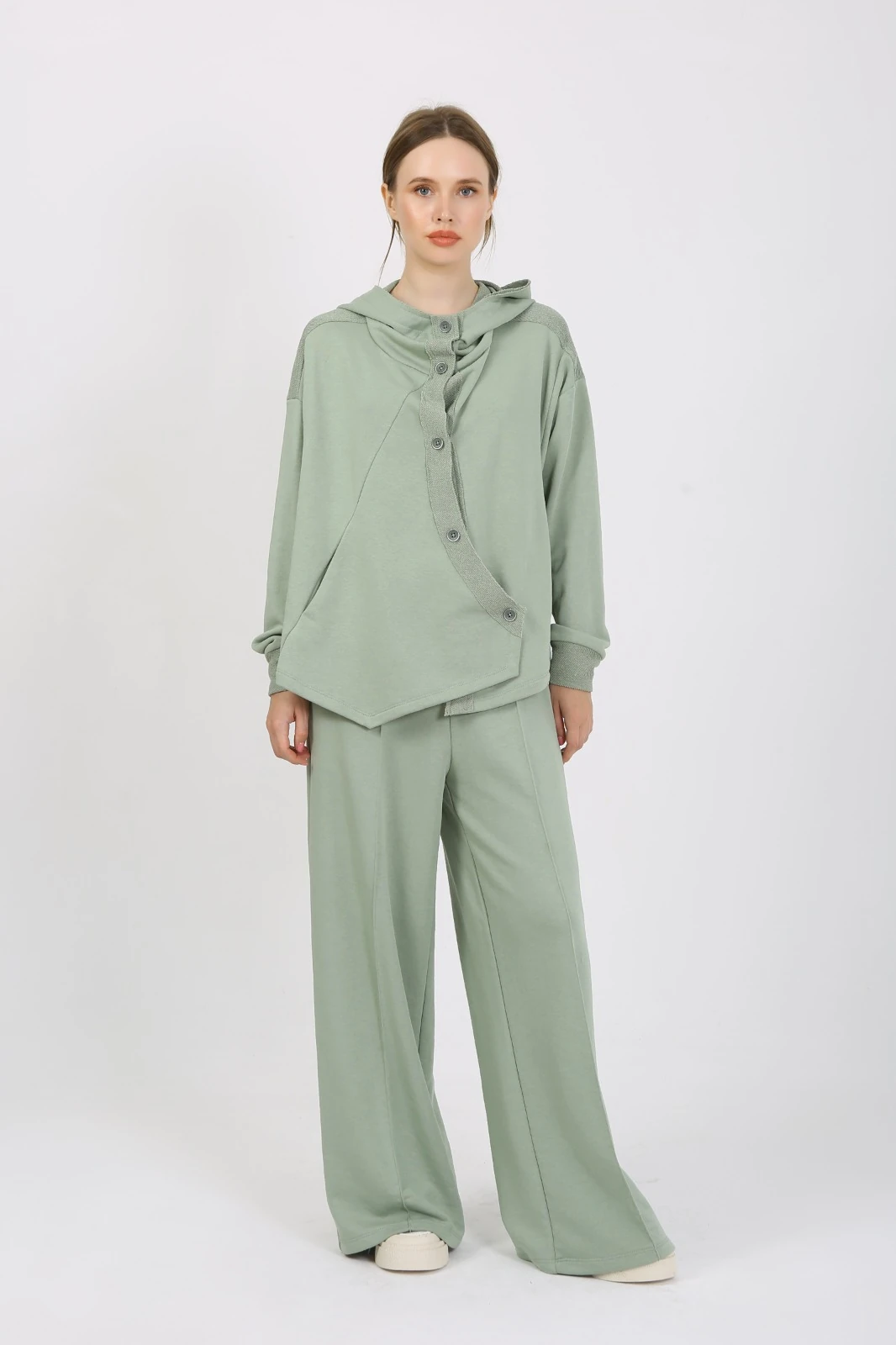 Kadın Pamuklu Bol Paça Pantolon