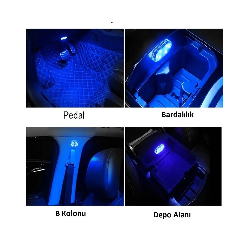 Yüksek Kalite Araç İçi Dokunmatik Sensörlü Mini Led Lamba 7 Renkli