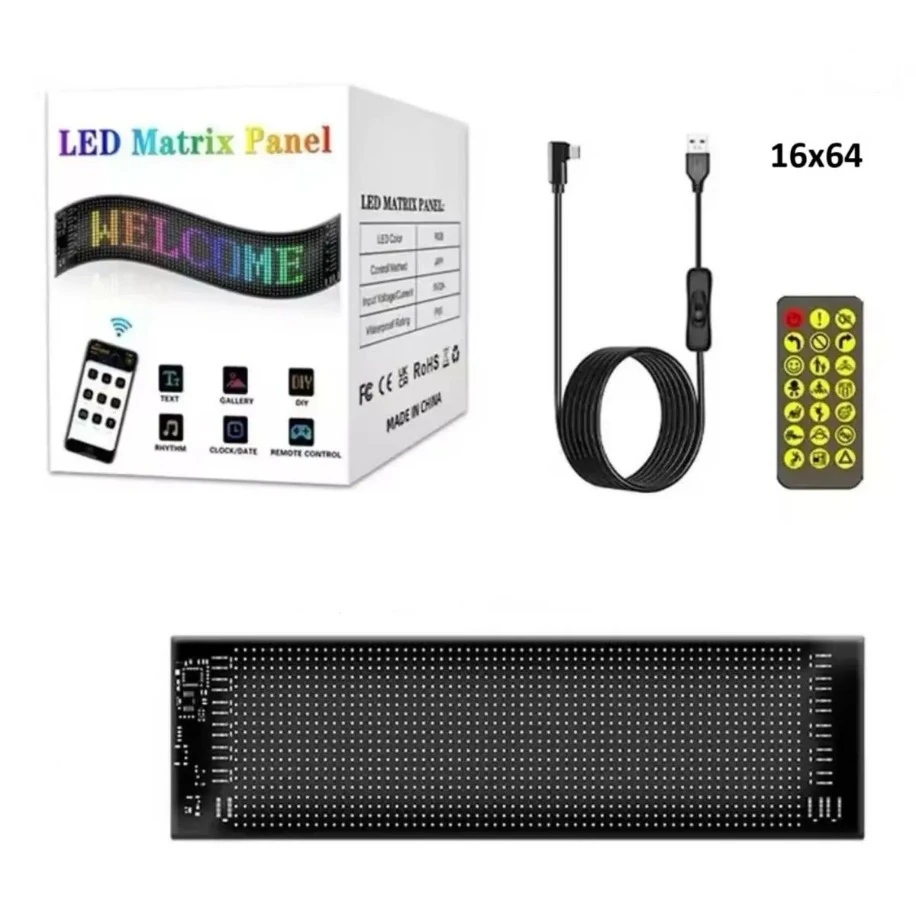 37 cm RGB Matrix LED Panel – Kişiselleştirilebilir, Kumandalı ve Uygulama Kontrollü