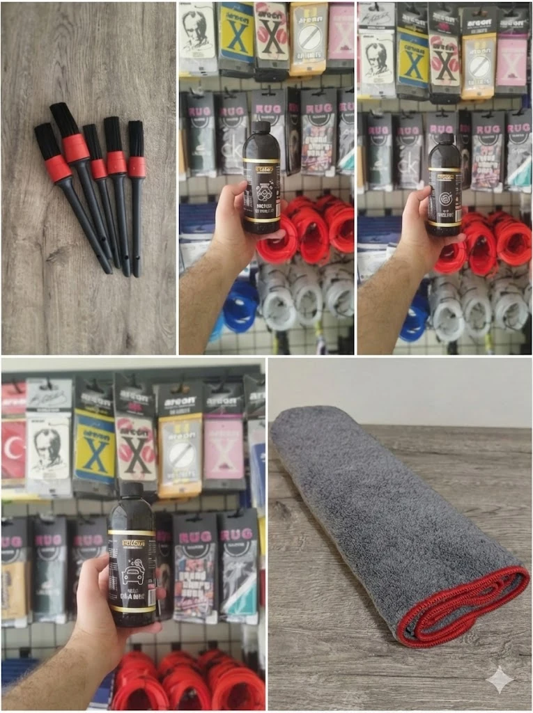 Detaylı Temizlik Mega Paket ( Hızlı Cila Wax,Jant Temizleyici,Motor Temizleyici,Kurulama Bezi (50*70), 5'li Fırça Seti