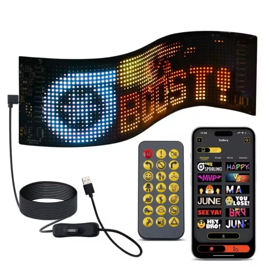 37 cm RGB Matrix LED Panel – Kişiselleştirilebilir, Kumandalı ve Uygulama Kontrollü