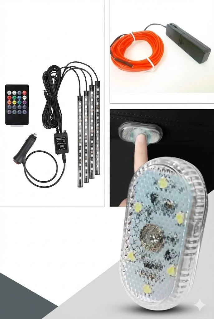 Neon Tutkunları Paketi (İp Neon, Ayak Altı LED, Dokunmatik Mini LED (2 Adet))