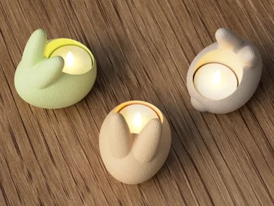 Tealight Mumluk - Paskalya Tavşanı 3'lü Set