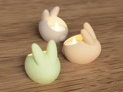 Tealight Mumluk - Paskalya Tavşanı 3'lü Set