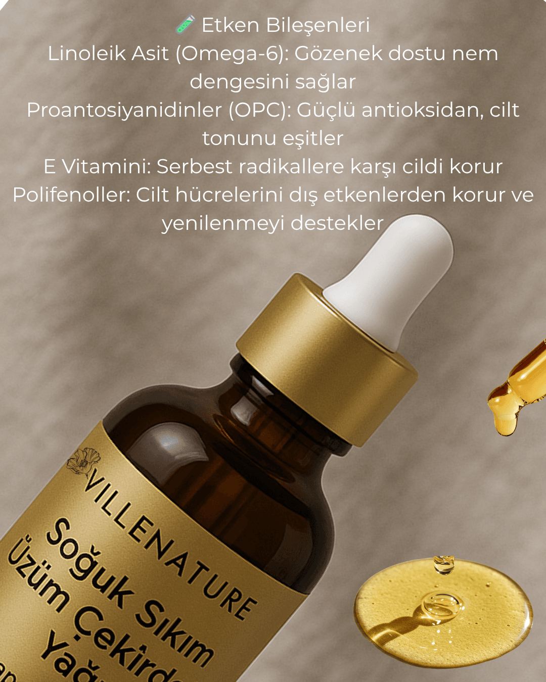 Soğuk Sıkım ÜZÜM ÇEKİRDEĞİ YAĞI 50 ML