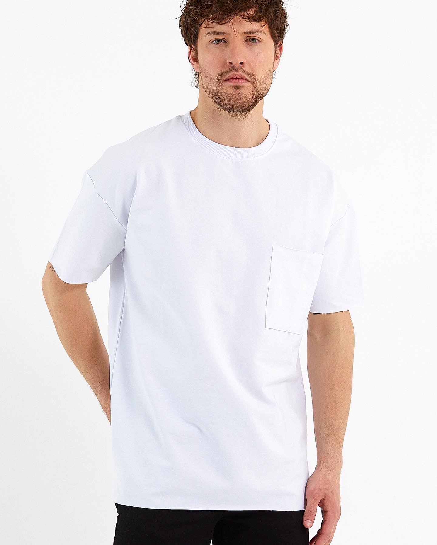 Erkek Beyaz Oversize T-Shirt