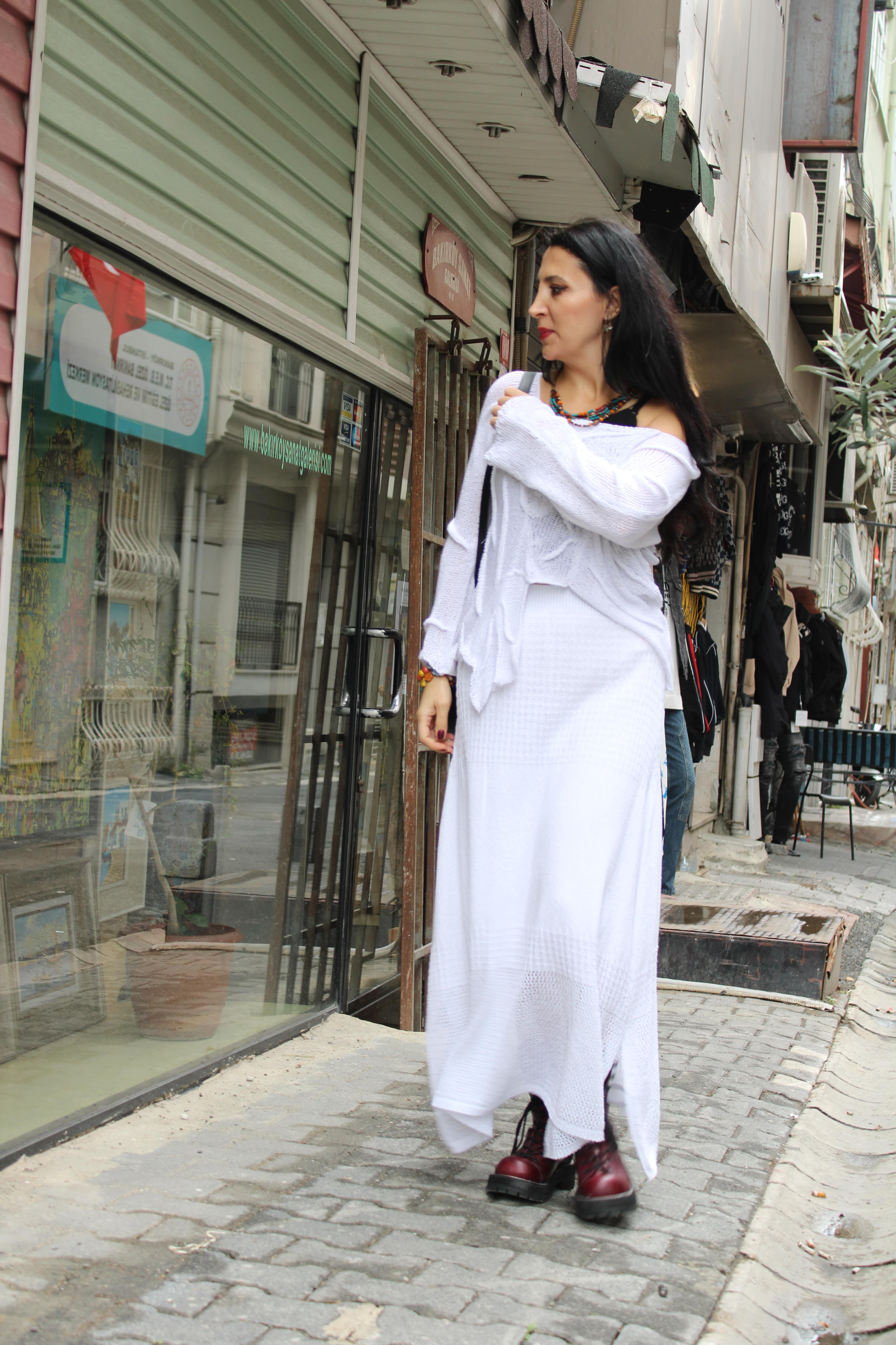 Triko etek - Beyaz