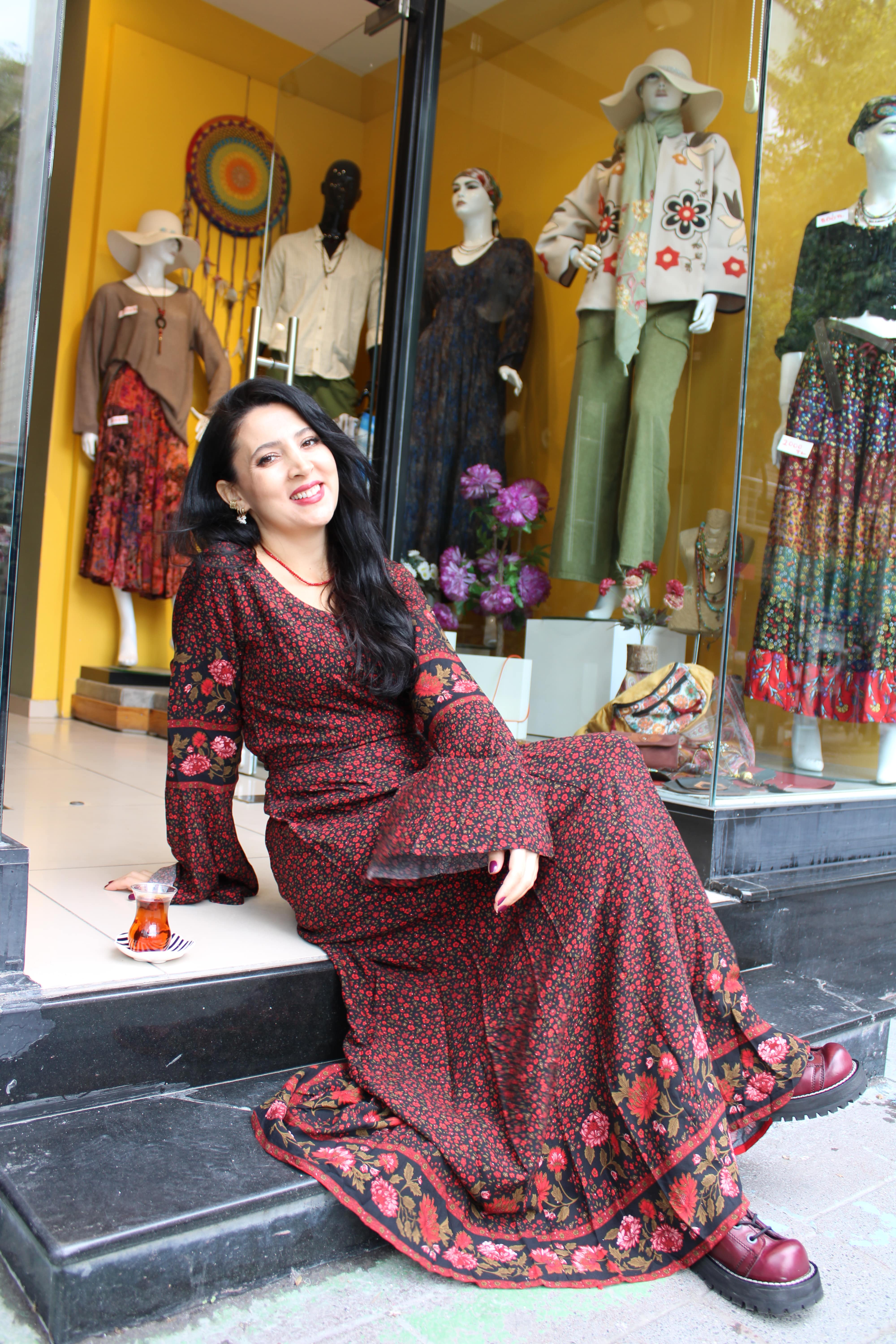 Viskon ispanyol kollu elbise E143