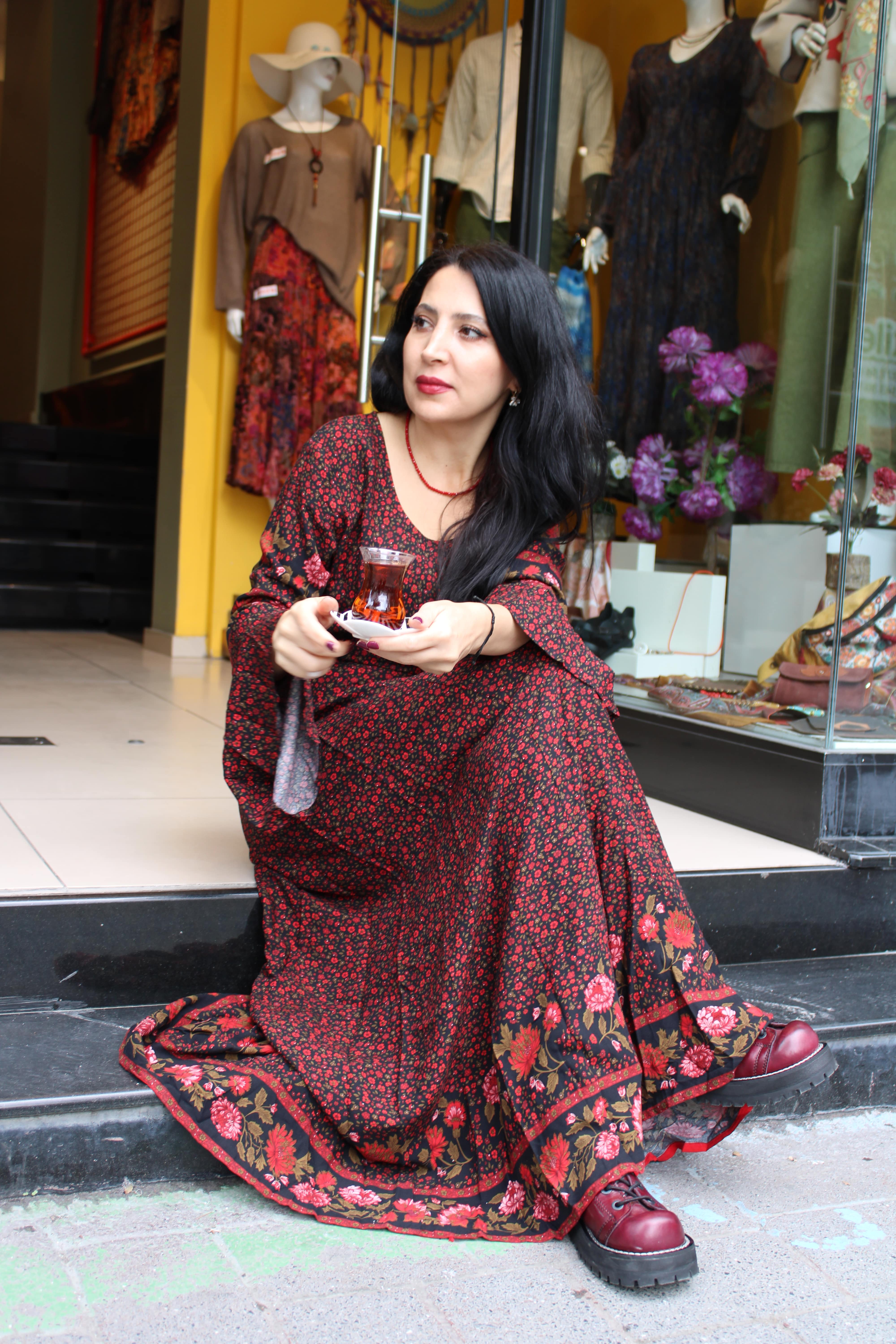 Viskon ispanyol kollu elbise E143