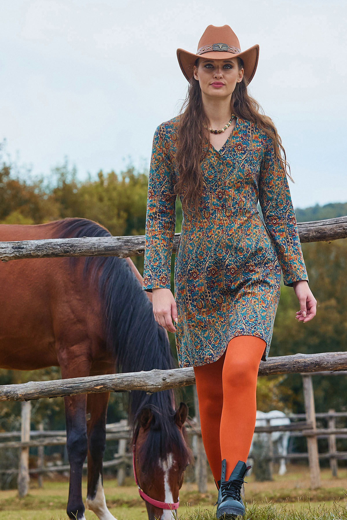 Hakim Yaka Düğme Detaylı Bağlamalı Elbise E257