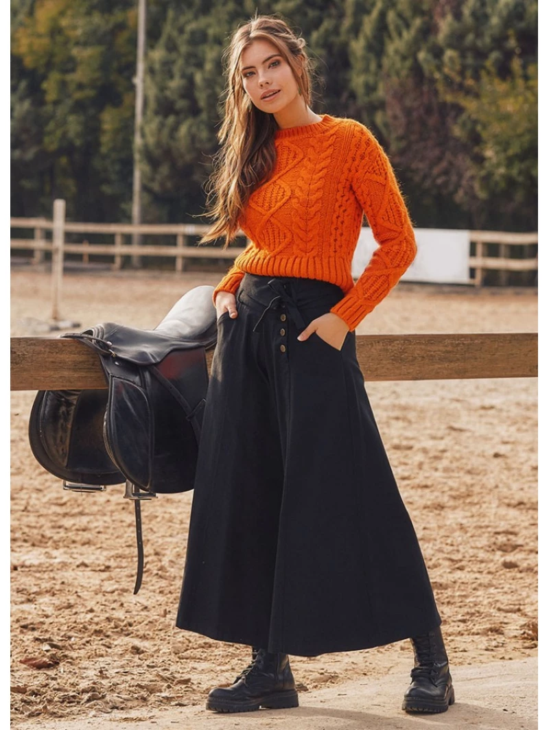 Düşük bel düğmeli kadın pantolon