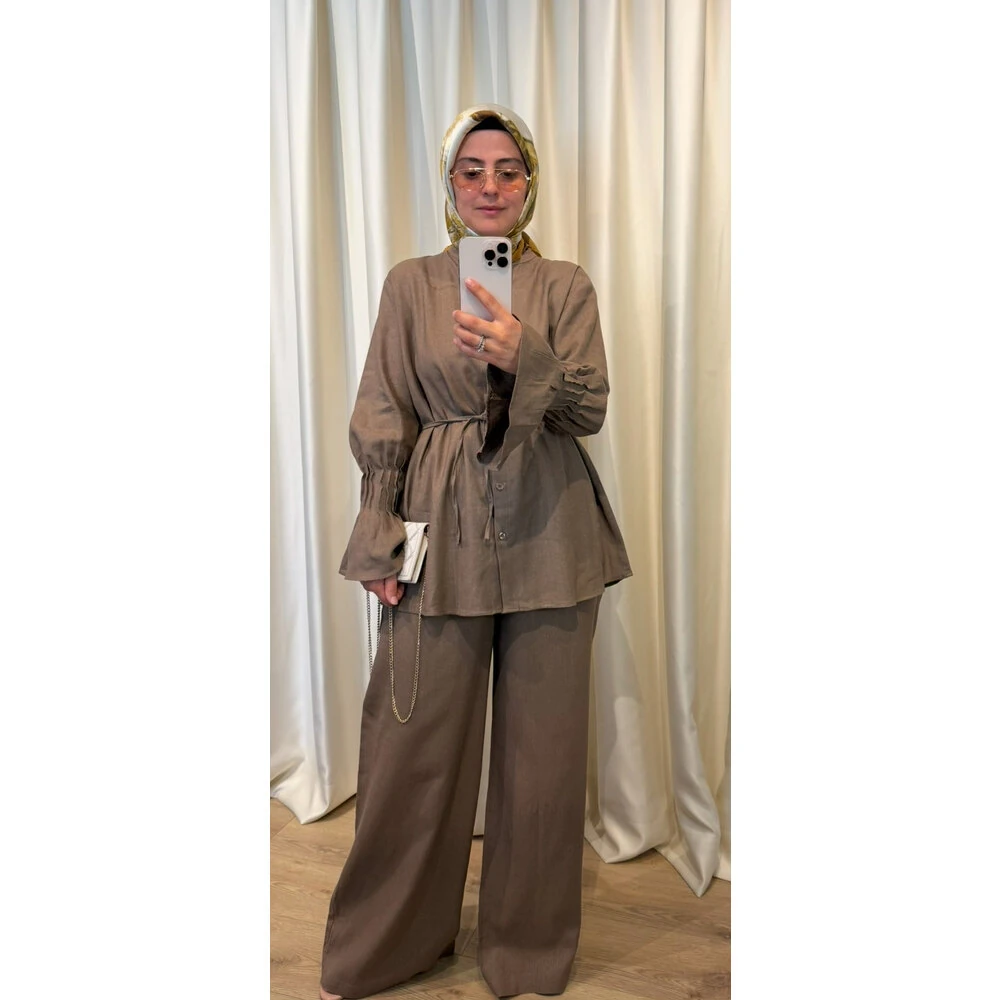 ✨Büzgülü Keten Takım✨