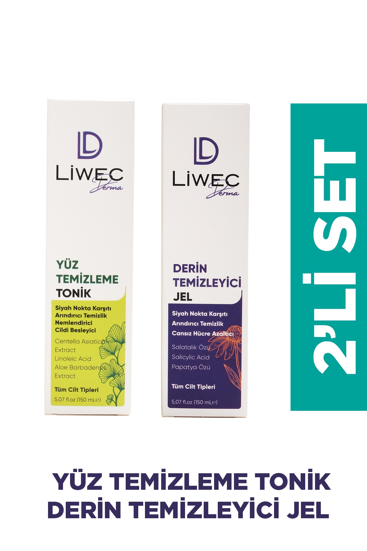 Liwec Derma 2'li Set (DERİN TEMİZLEYİCİ JEL - YÜZ TEMİZLEME TONİK)