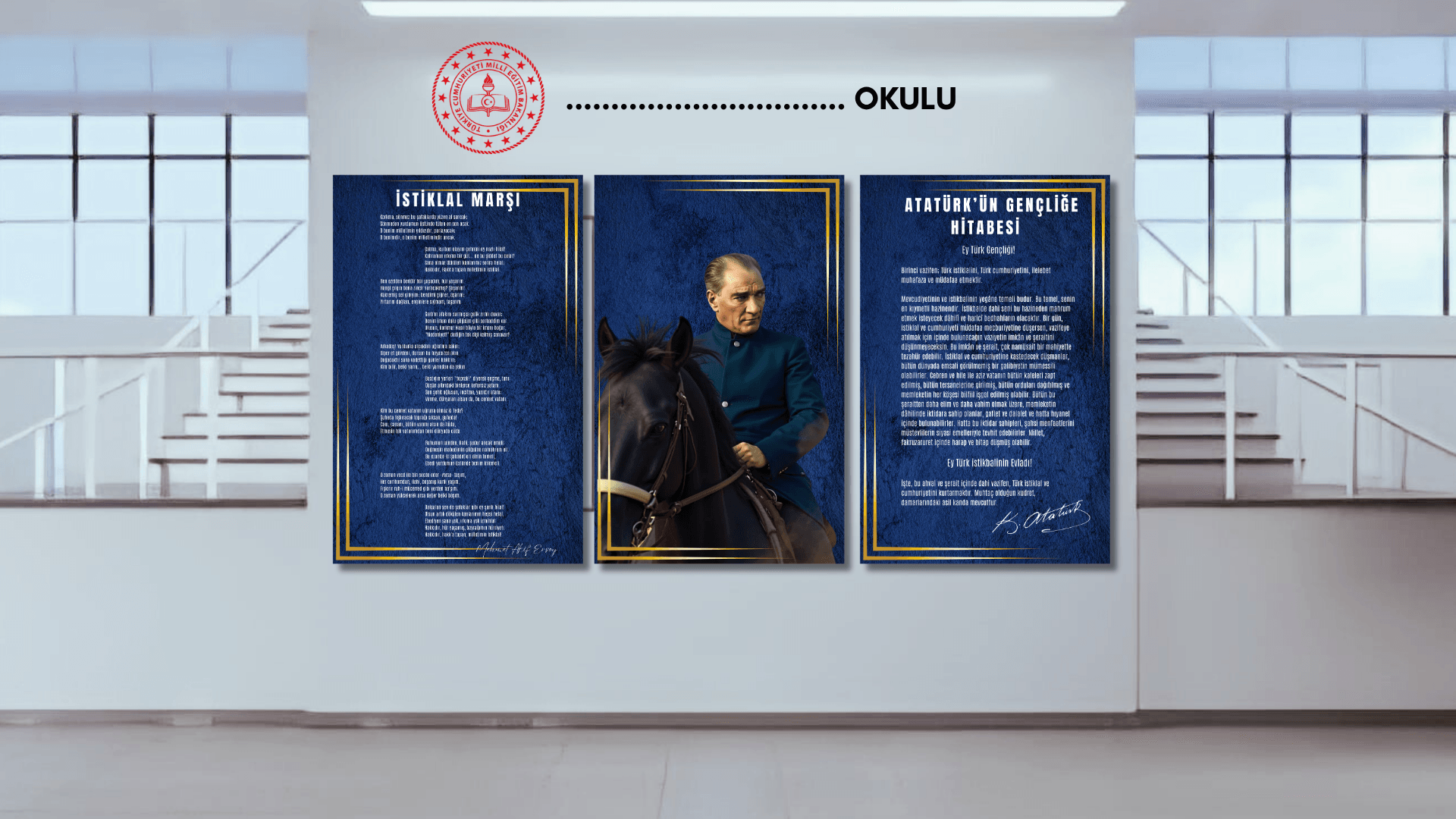 MEB Atatürk Köşesi Lacivert Pleksi Tablo Seti