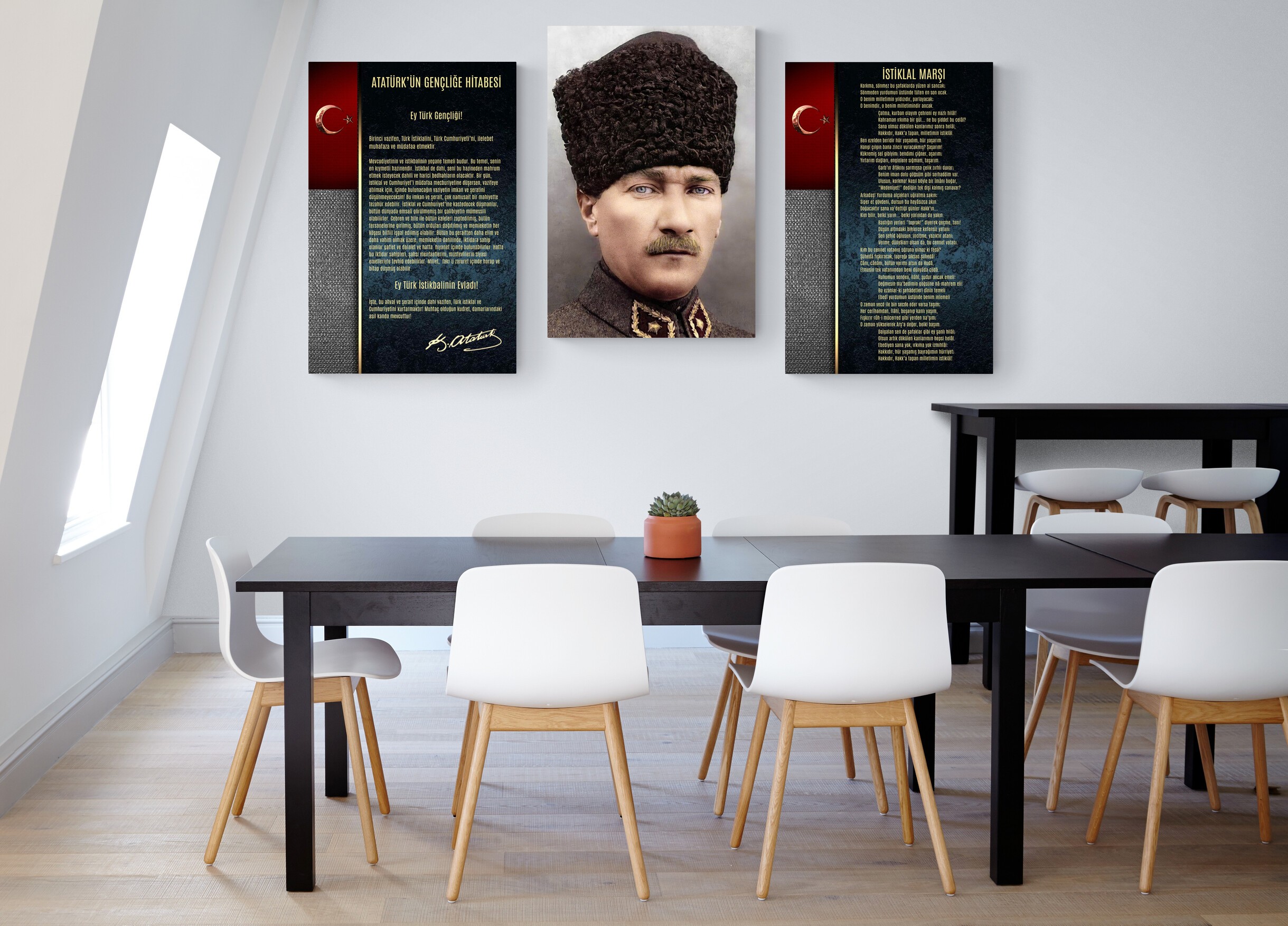 Mustafa Kemal Atatürk 3'lü Tablo Seti - 40x60