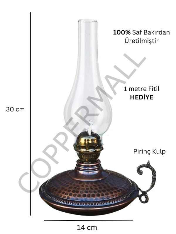 Bakır Gaz Lambası Büyük Boy El Dövmesi Noltaljik Kandil