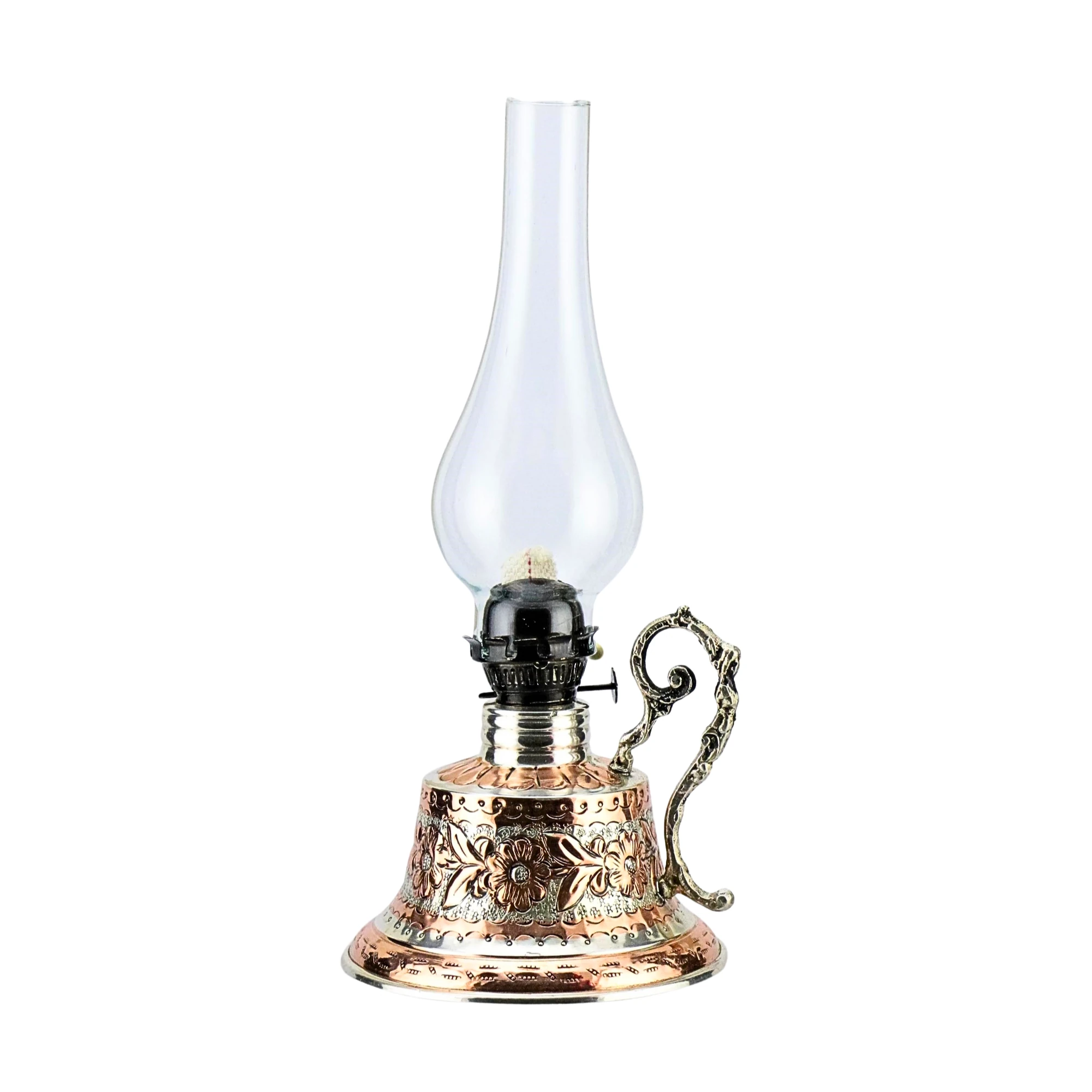 Bakır Gaz Lambası Büyük Boy Nikelli Noltaljik Kandil