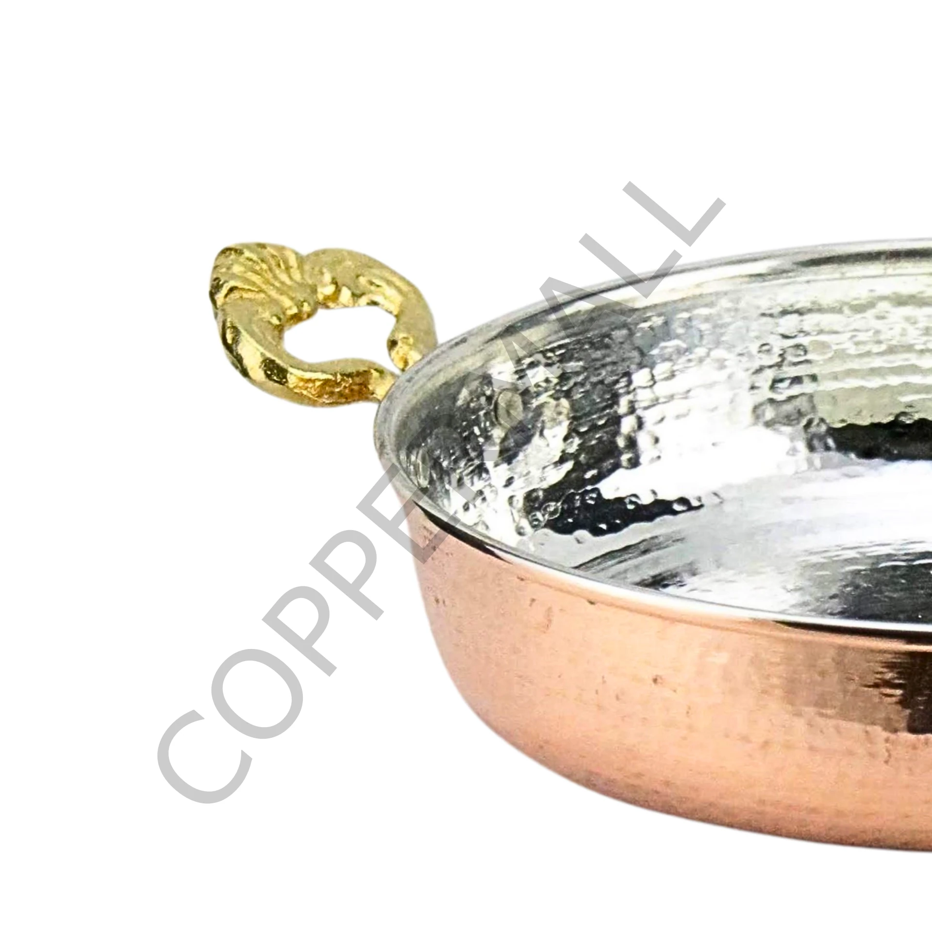 Bakır Sahan Pirinç Kulplu Bakır Tava