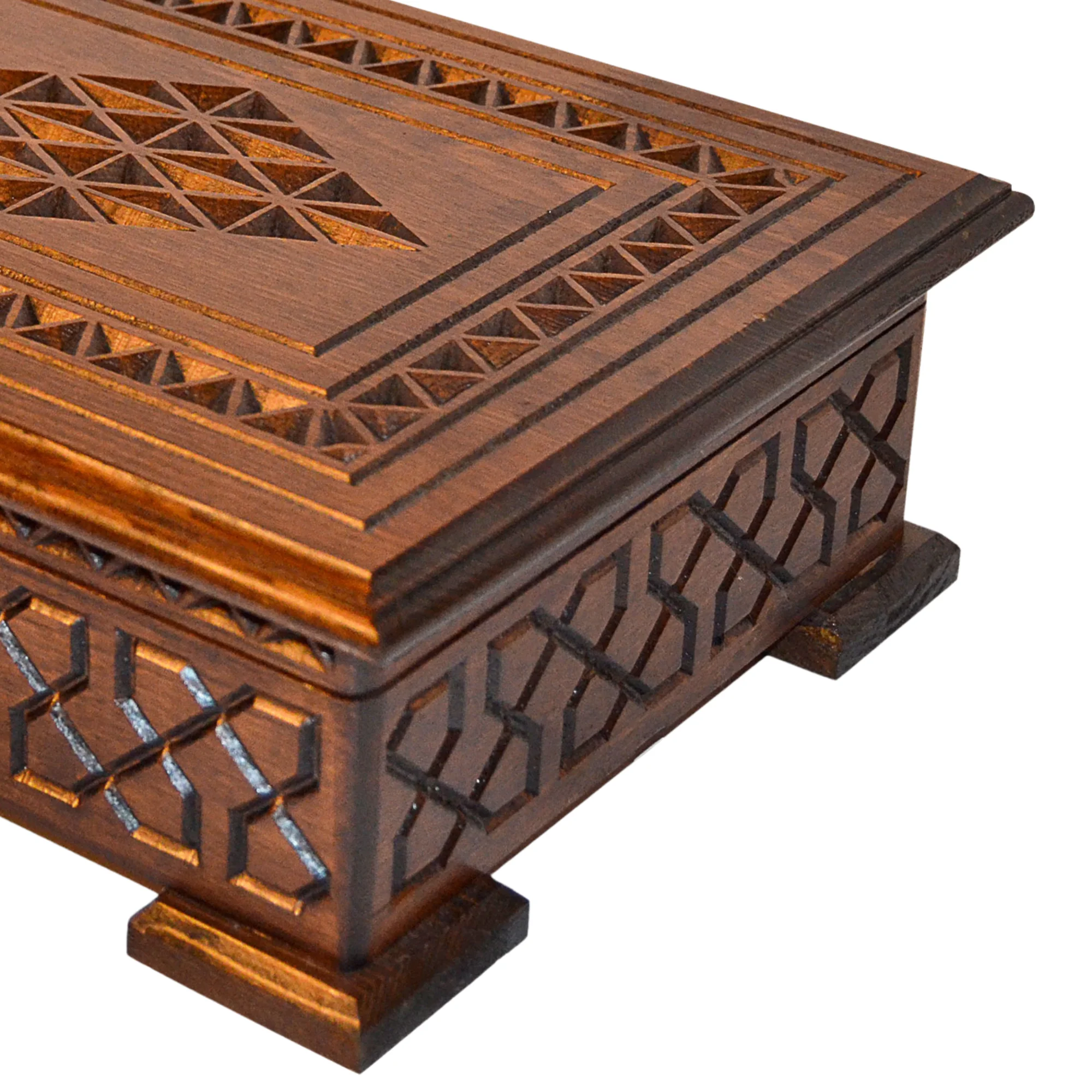 Ahşap Kur'an'ı Kerim Kutusu Oyma Desenli Seccade Tesbih Kutusu 